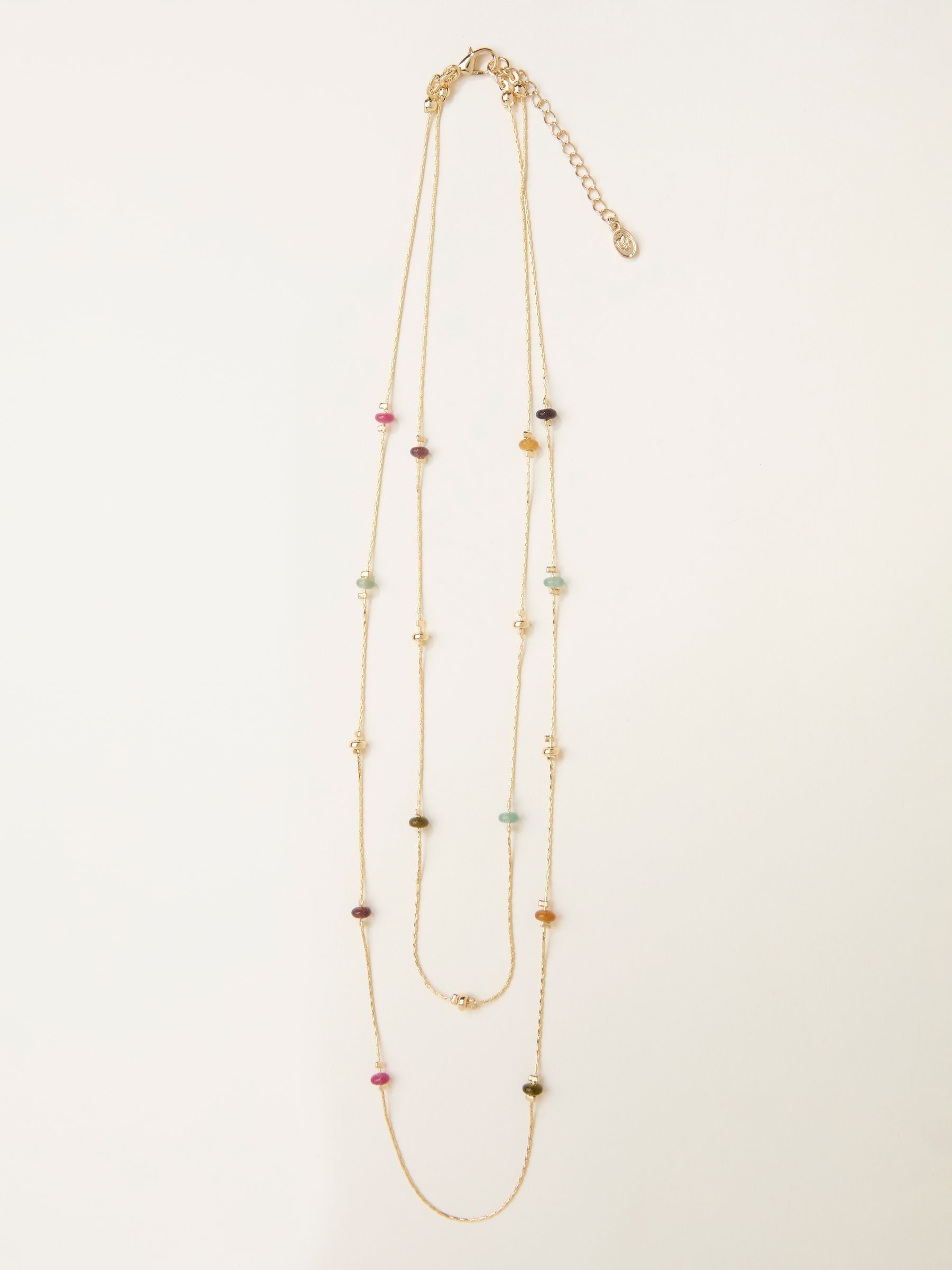 Gold Tone Stone Layered Necklace (W31028) | £16.50