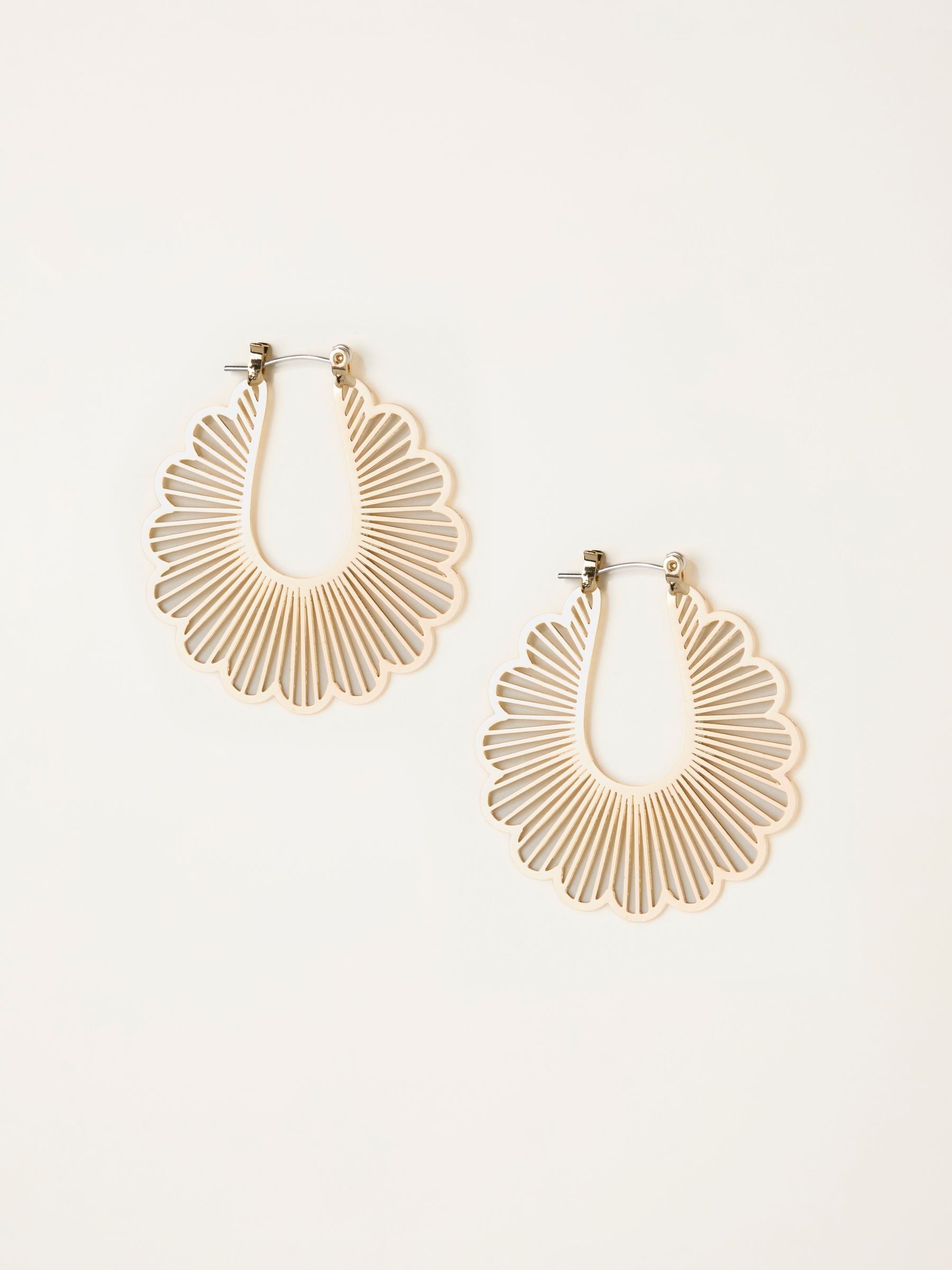 Gold Tone Scallop Hoop Earrings (W31032) | £12.50