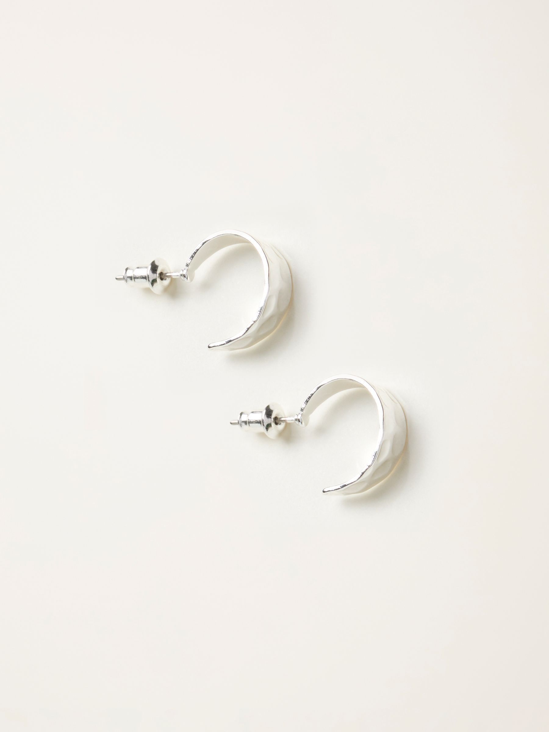 Silver Tone Hammered Hoop Earrings (W31034) | £10.50