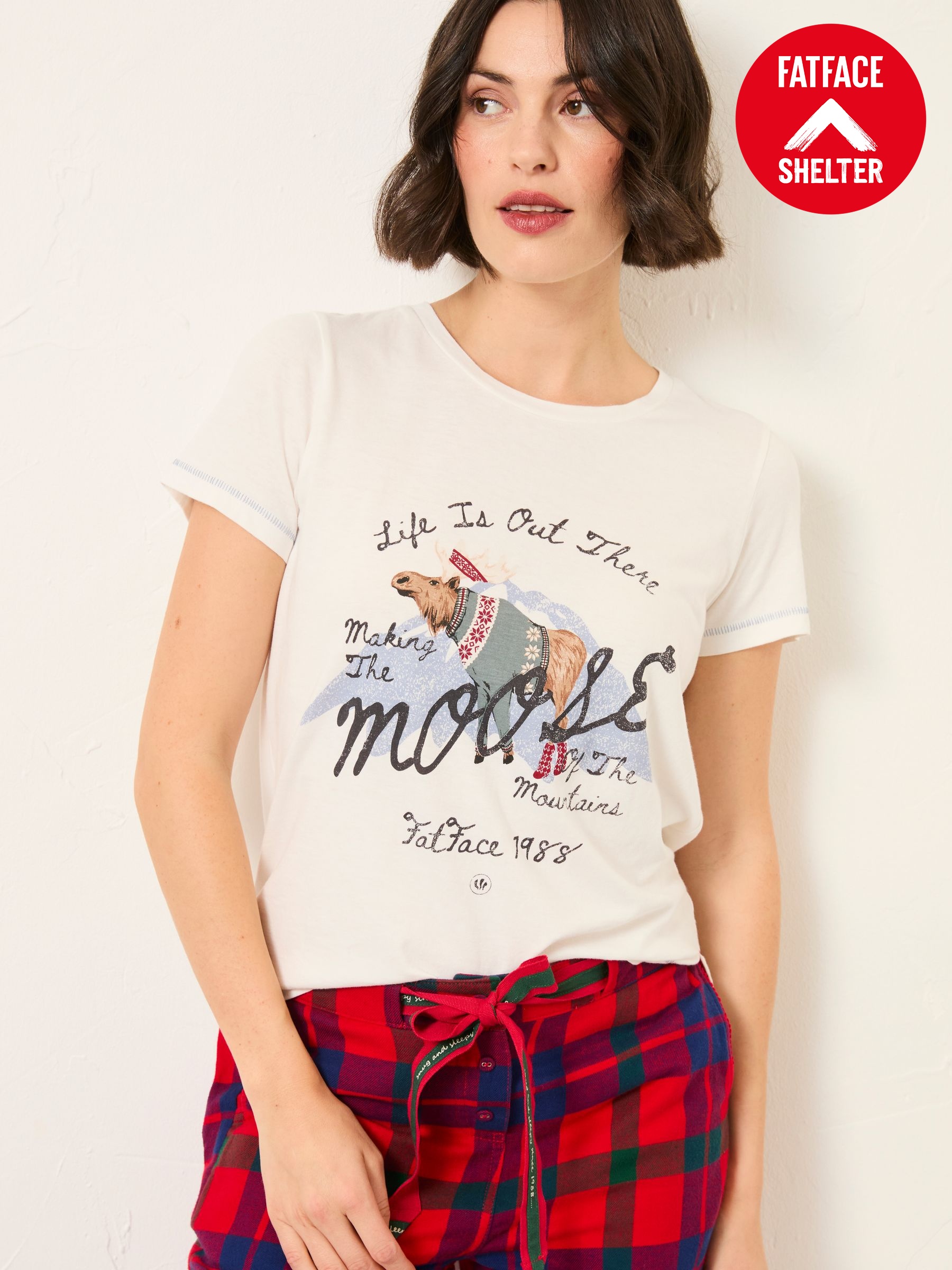 Natalie Ivory Shelter Moose Graphic T Shirt (W31196) | £25