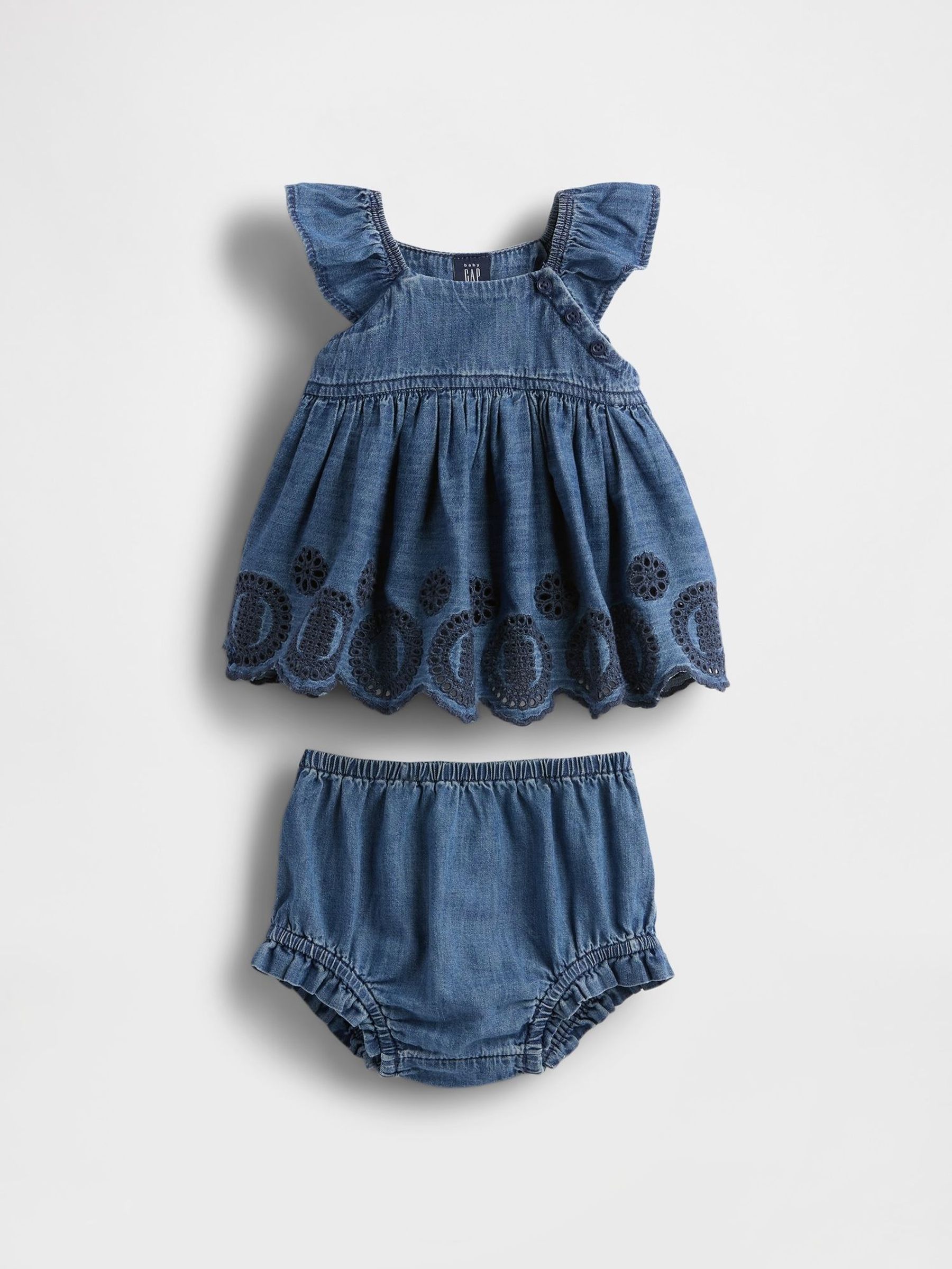 Blue Denim Eyelet Outfit Set (Newborn-24mths) (W31259) | £30