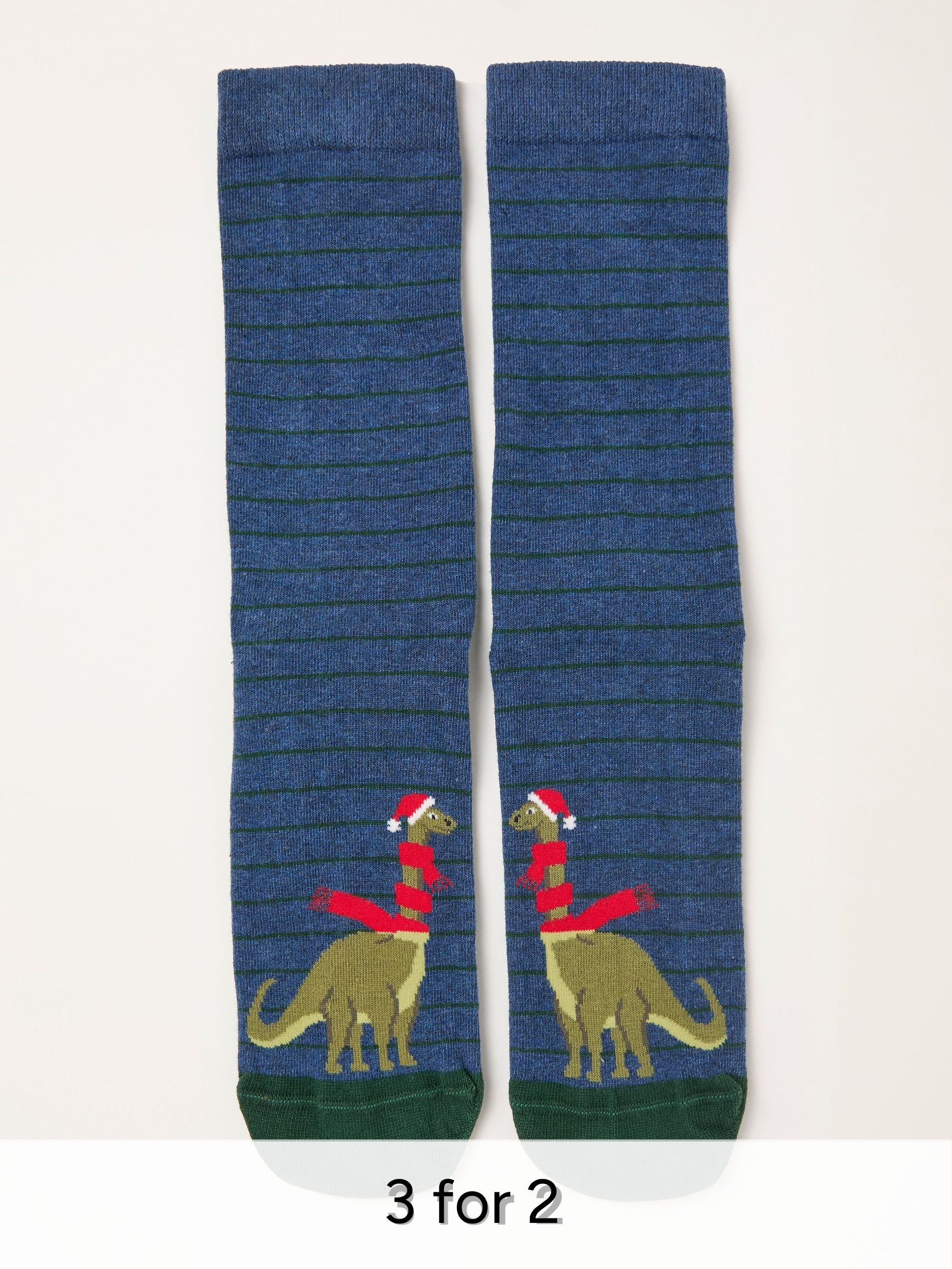 Navy Santa Dinosaur Socks (W31750) | £7.50