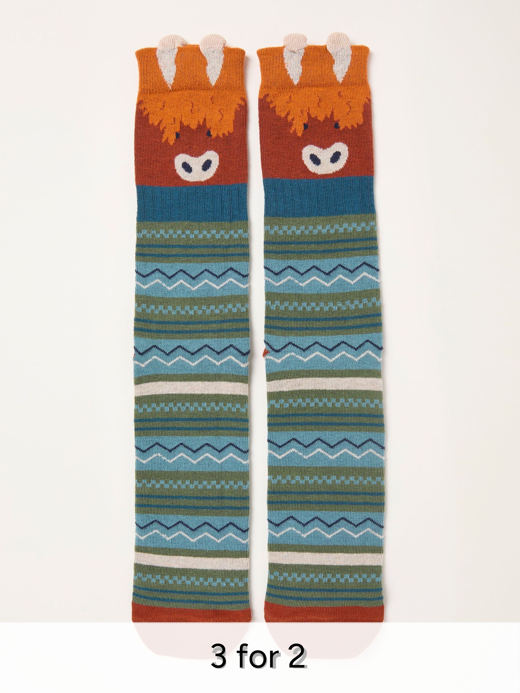 Teal Blue Highland Cow Socks (W31758) | £7.50