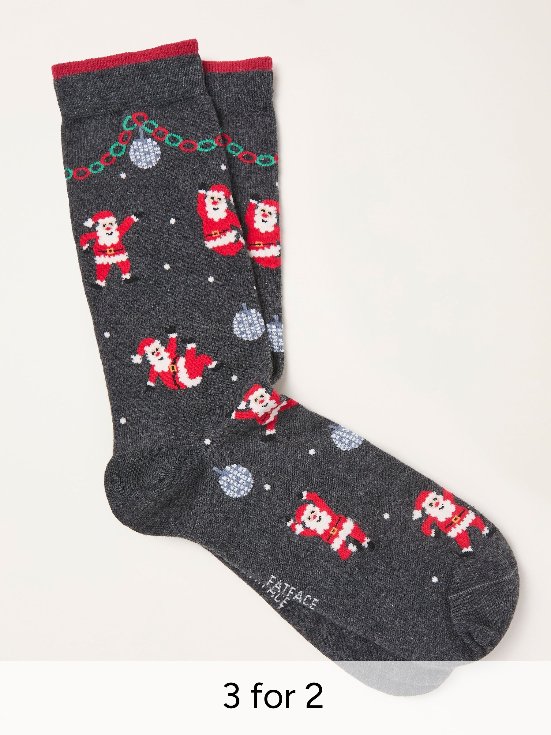 Charcoal Grey Disco Santa Socks (W31764) | £7.50