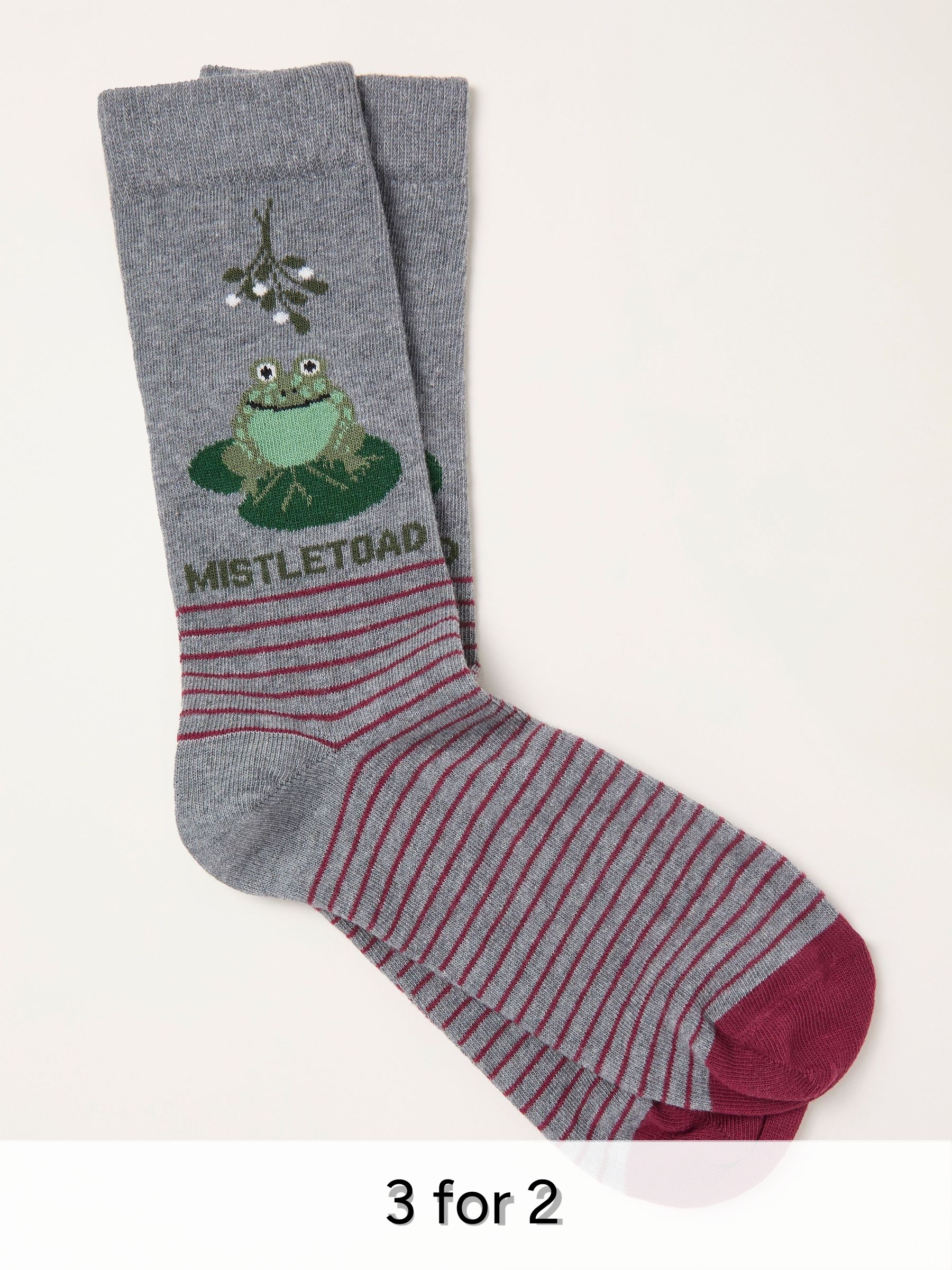 Charcoal Grey Mistletoe Socks (W31765) | £7.50