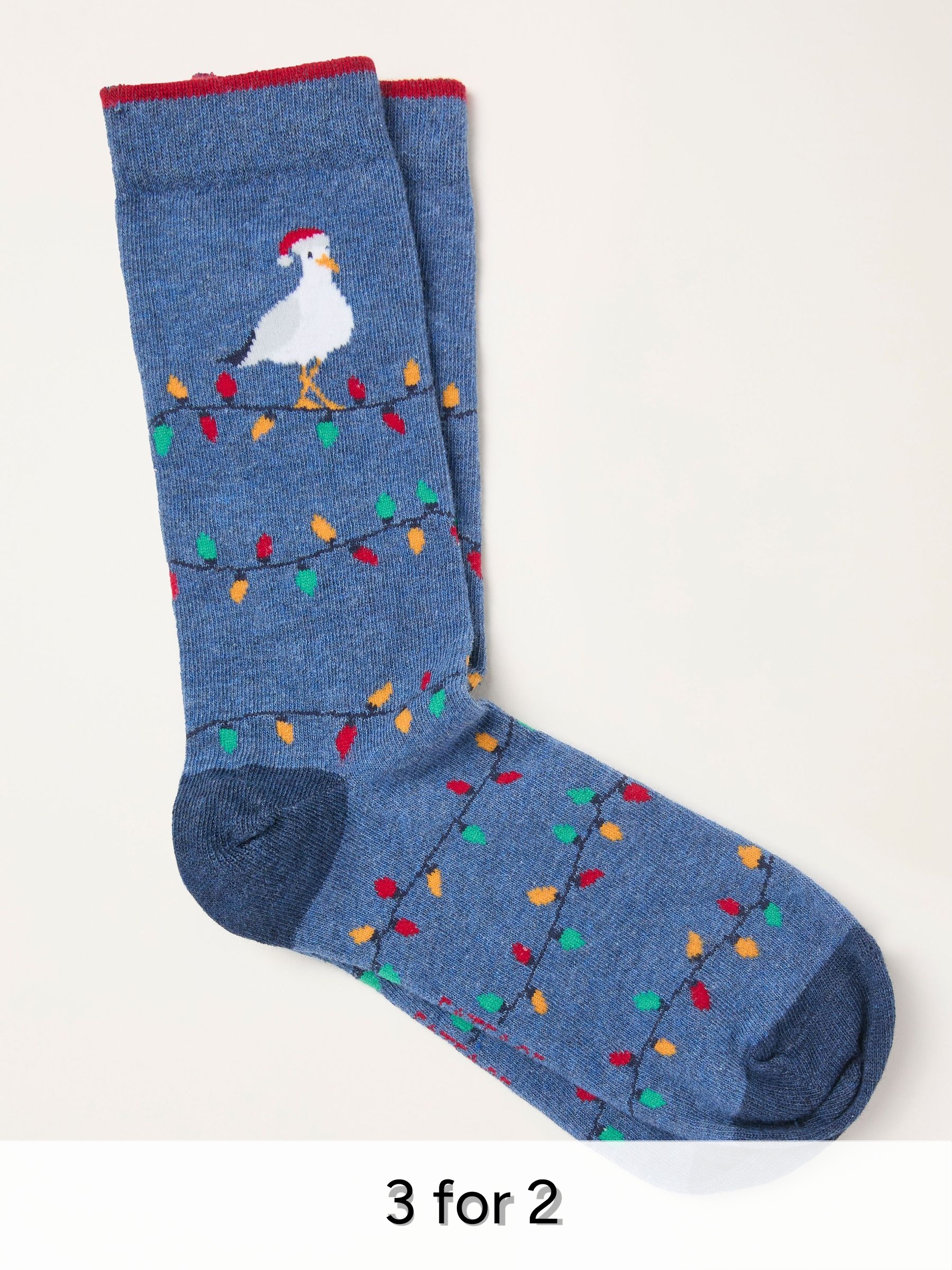 Navy Festive Seagull Socks (W31766) | £7.50