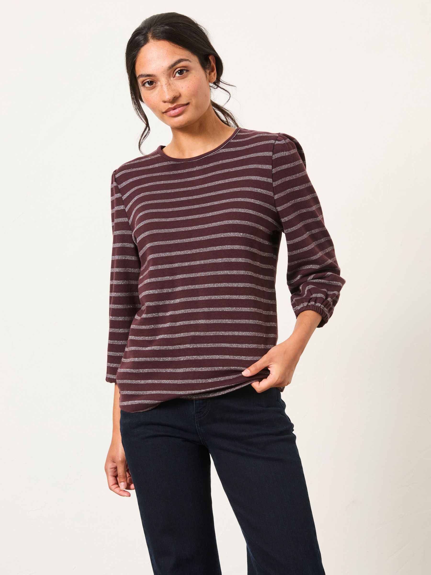 Leni Purple Sparkle Stripe Top (W31890) | £35