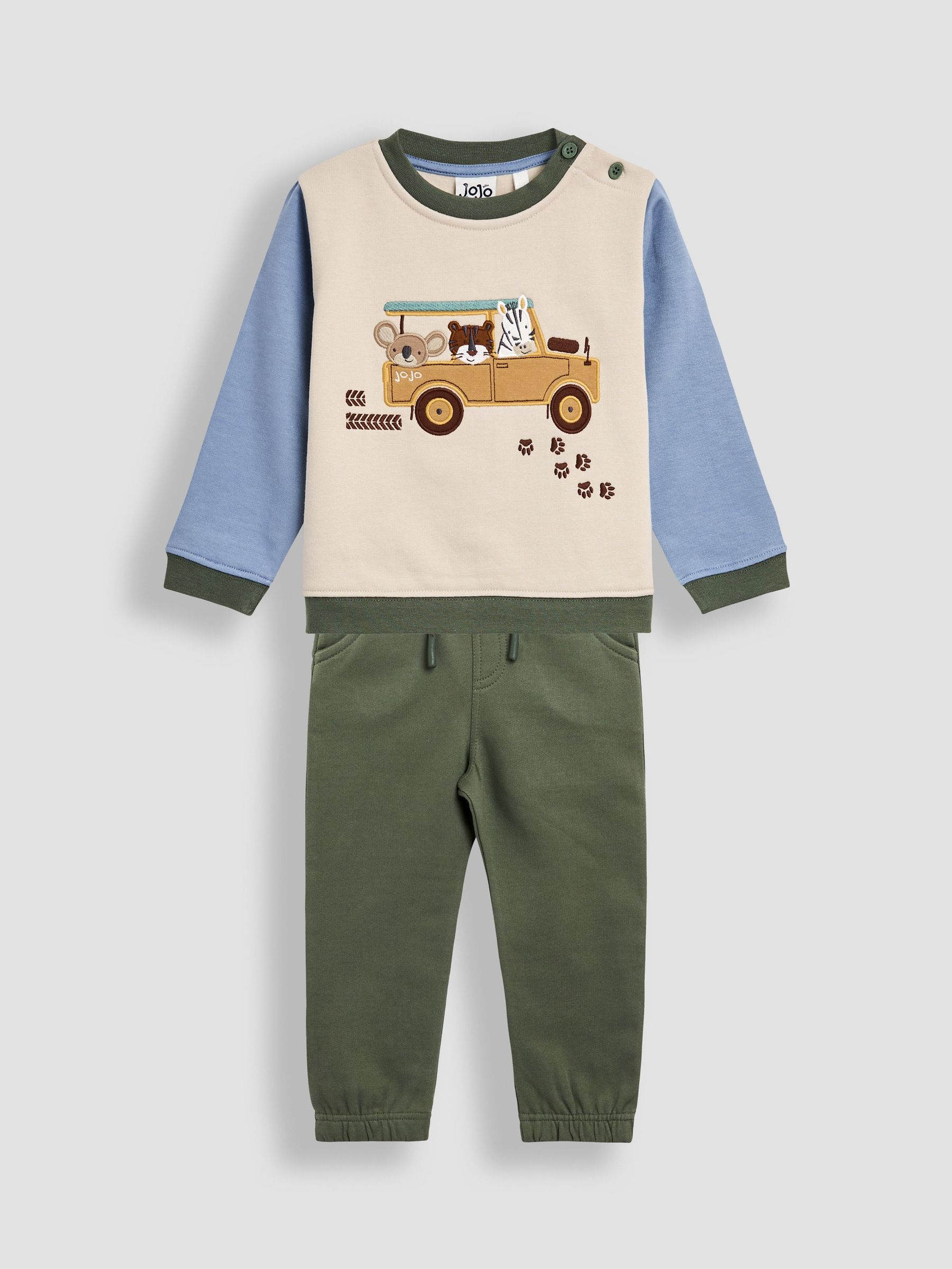 Green Safari 2-Piece Appliqué Sweatshirt & Joggers Set (W31979) | £28 - £32