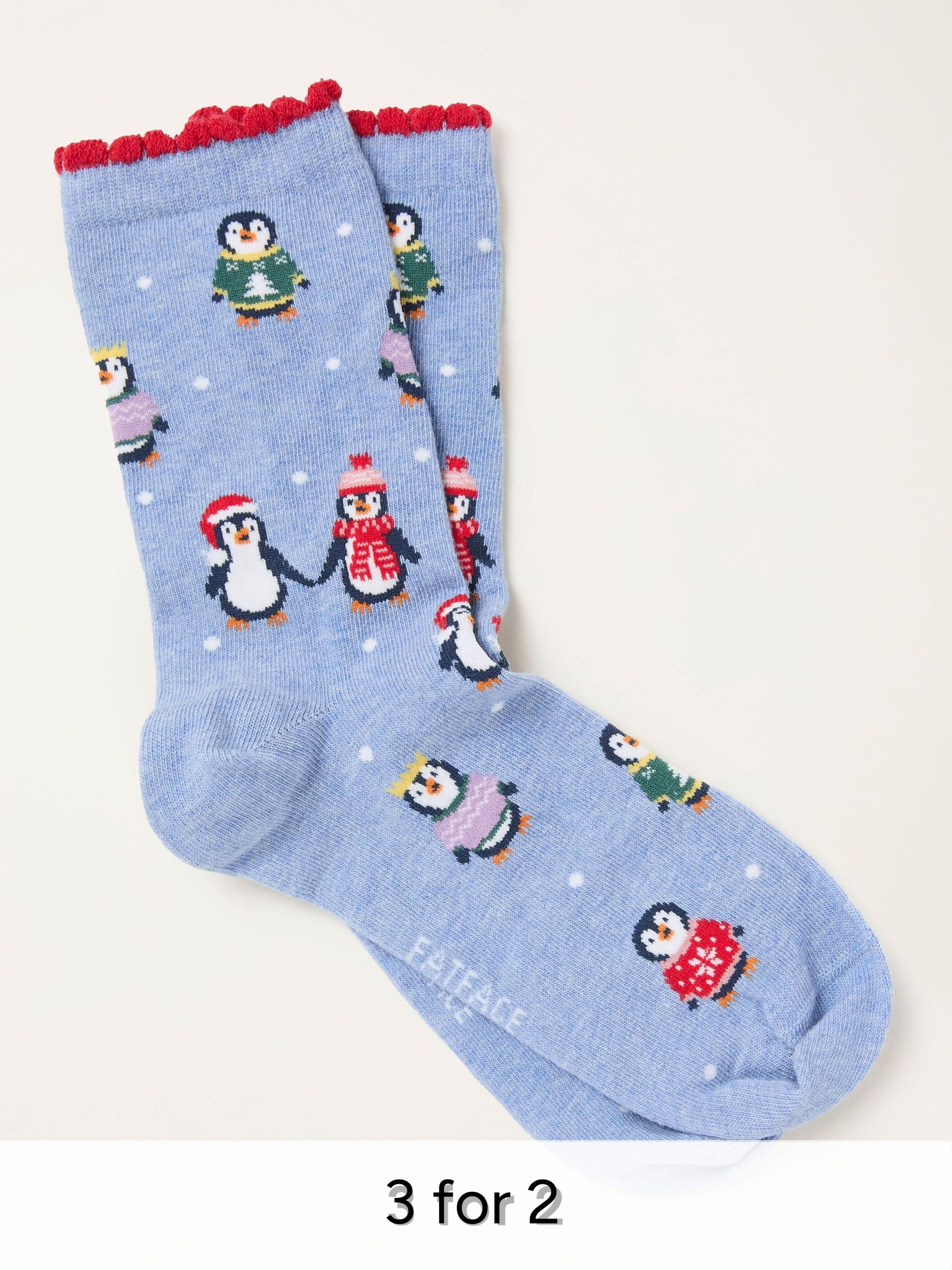 Blue Christmas Penguin Socks (W32029) | £7.50