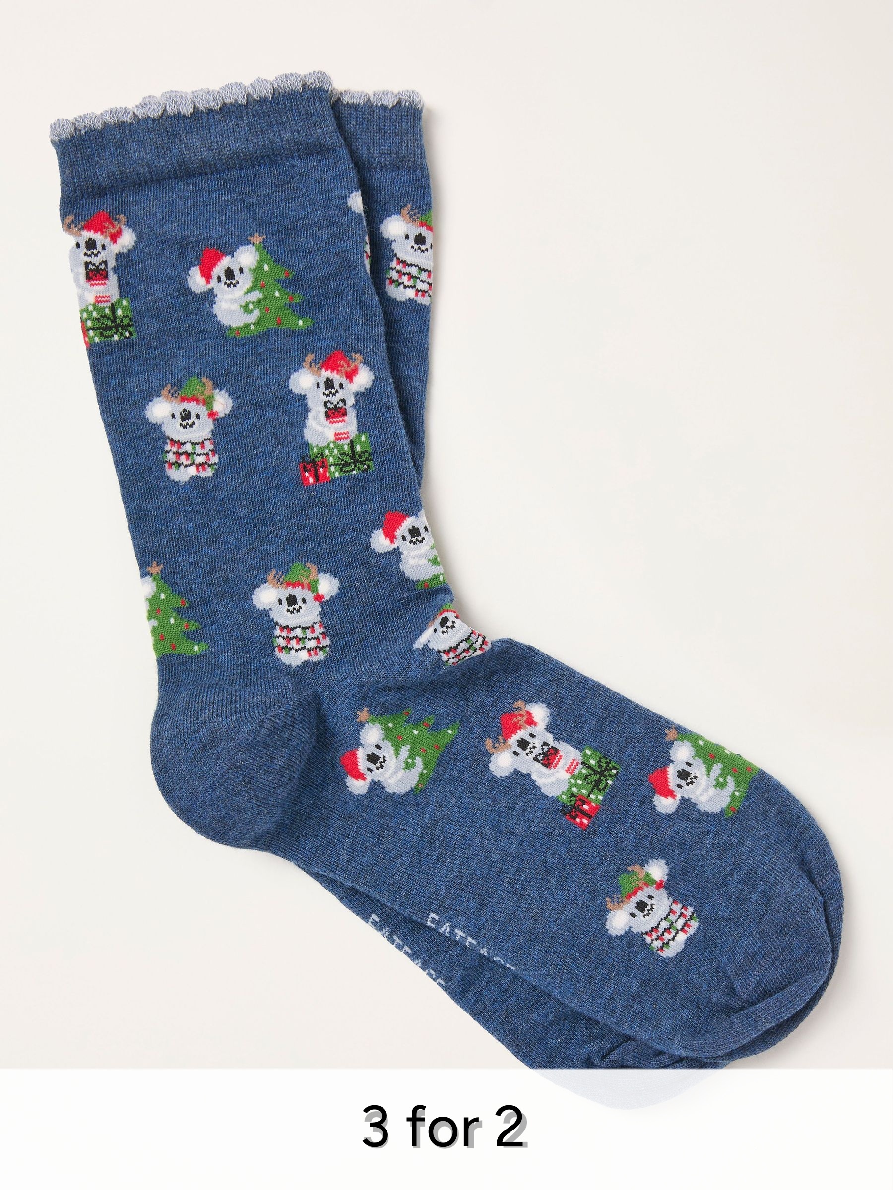 Navy Christmas Koala Socks (W32032) | £7.50