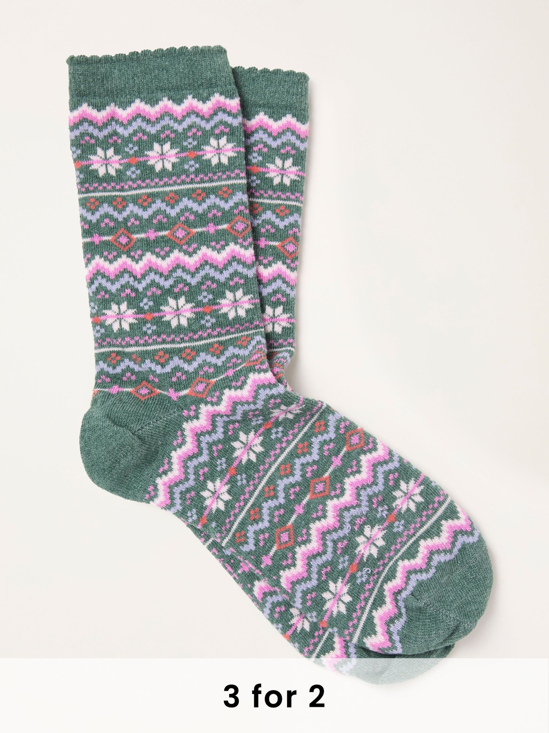 Green Fairisle Socks (W32033) | £7.50
