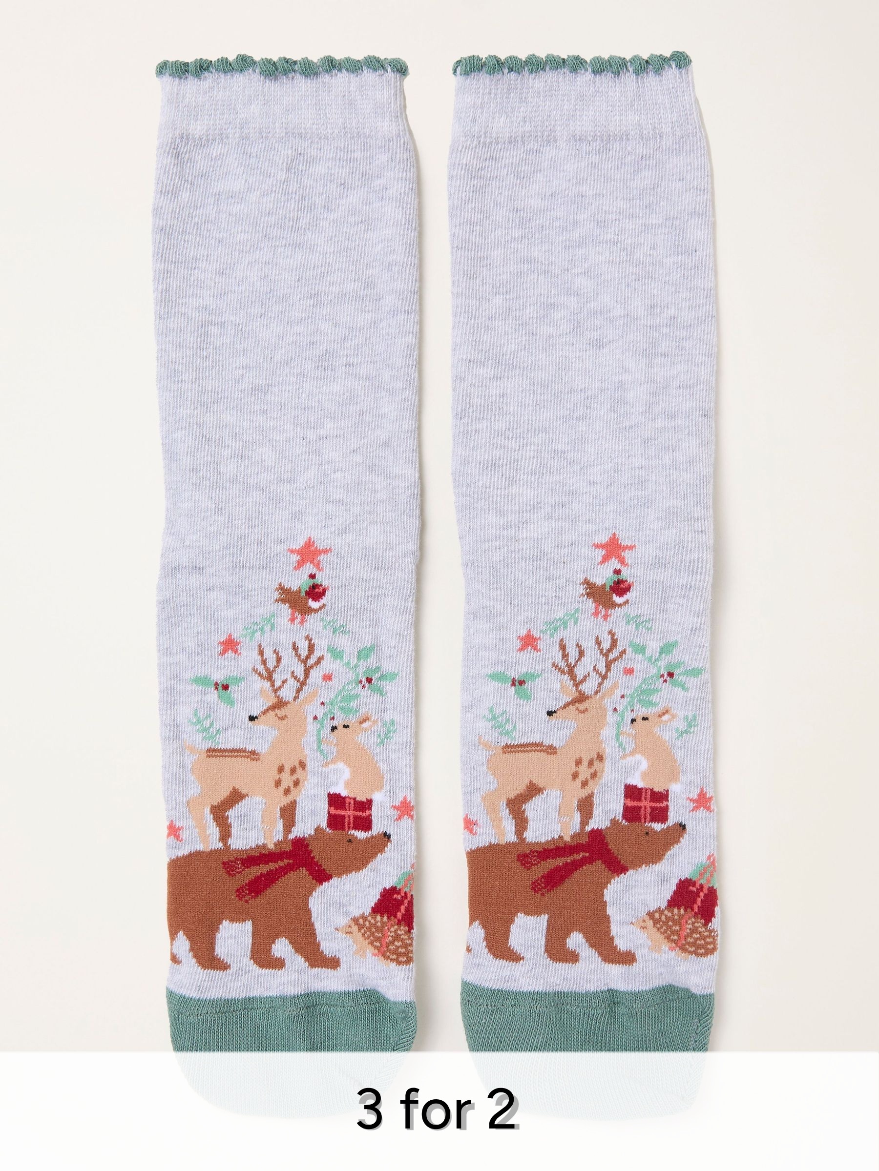 Grey Woodland Tree Socks (W32040) | £7.50
