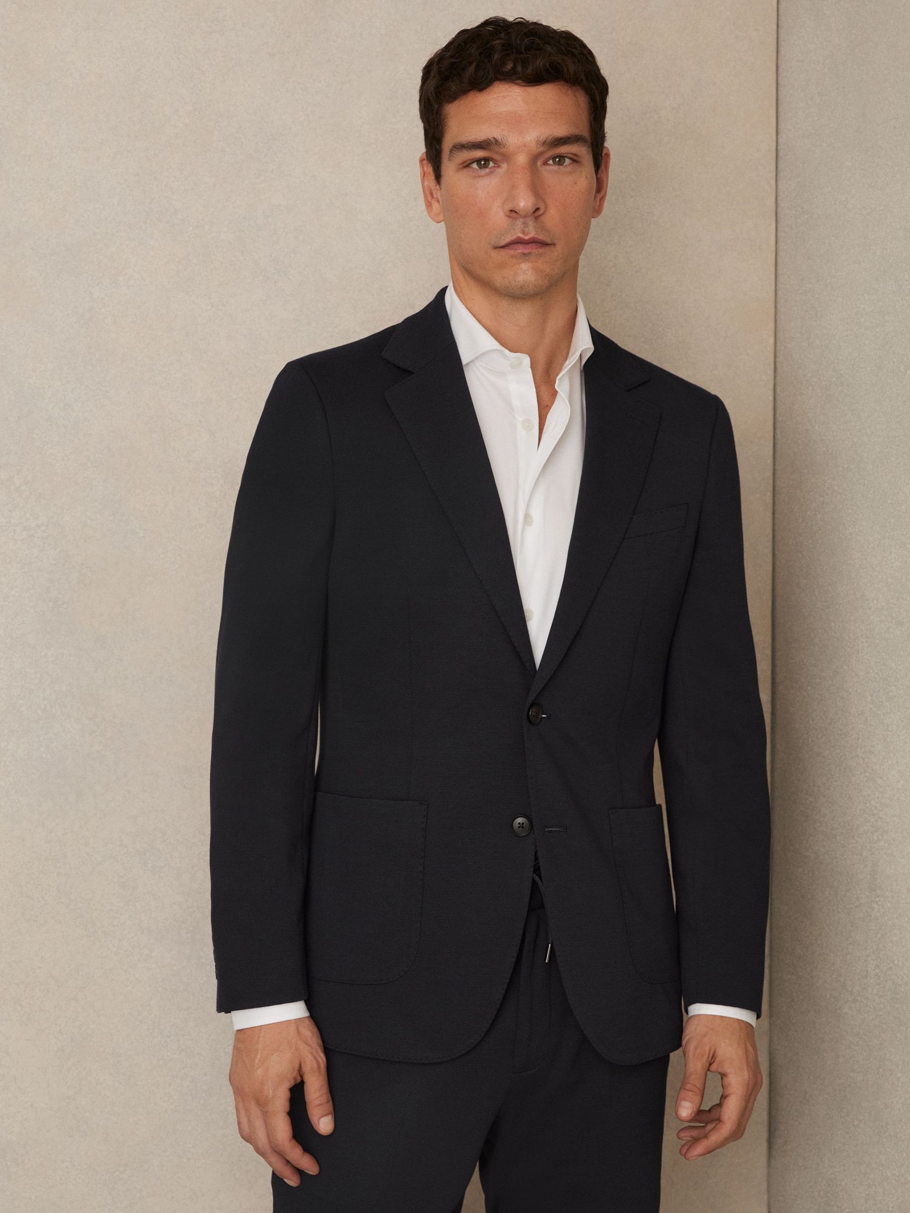 Slim-Fit Single-Breasted Jersey Suit Blazer in Navy (W32857) | £248