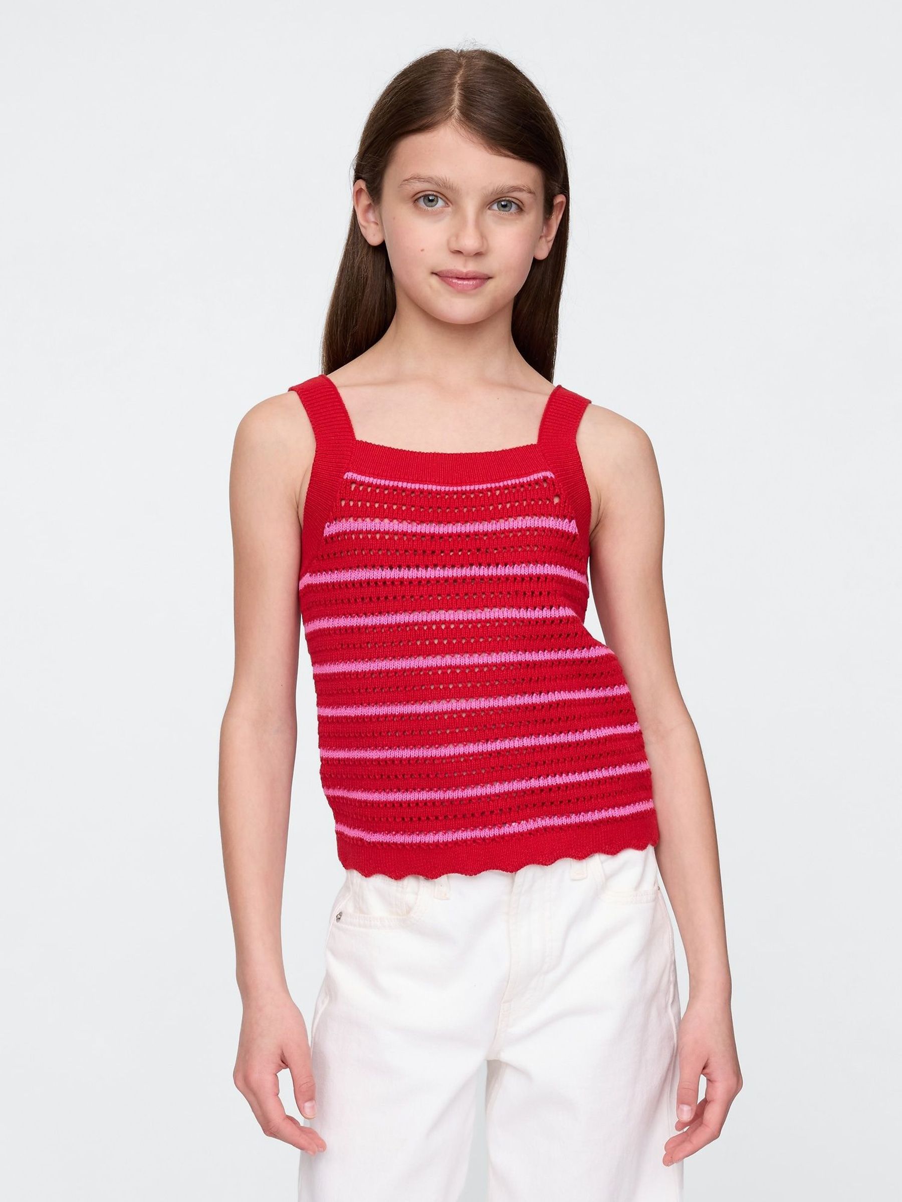 Red Crochet Vest (4-13yrs) (W33147) | £16
