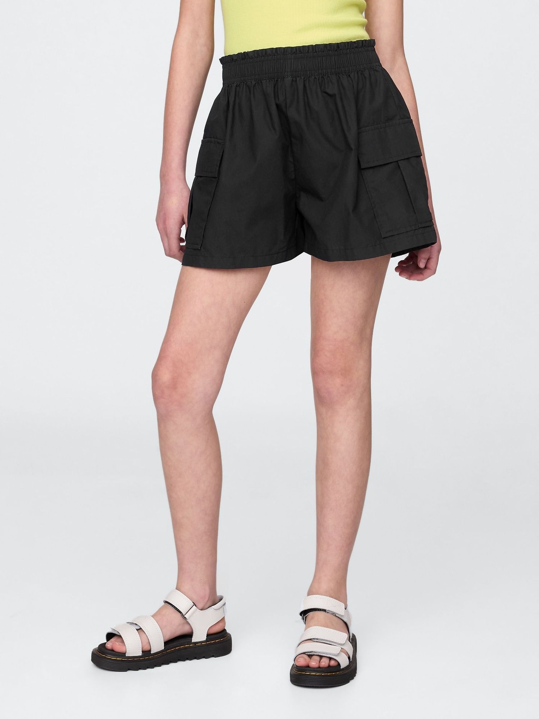 Black Poplin Easy Cargo Shorts (4-13yrs) (W33149) | £18