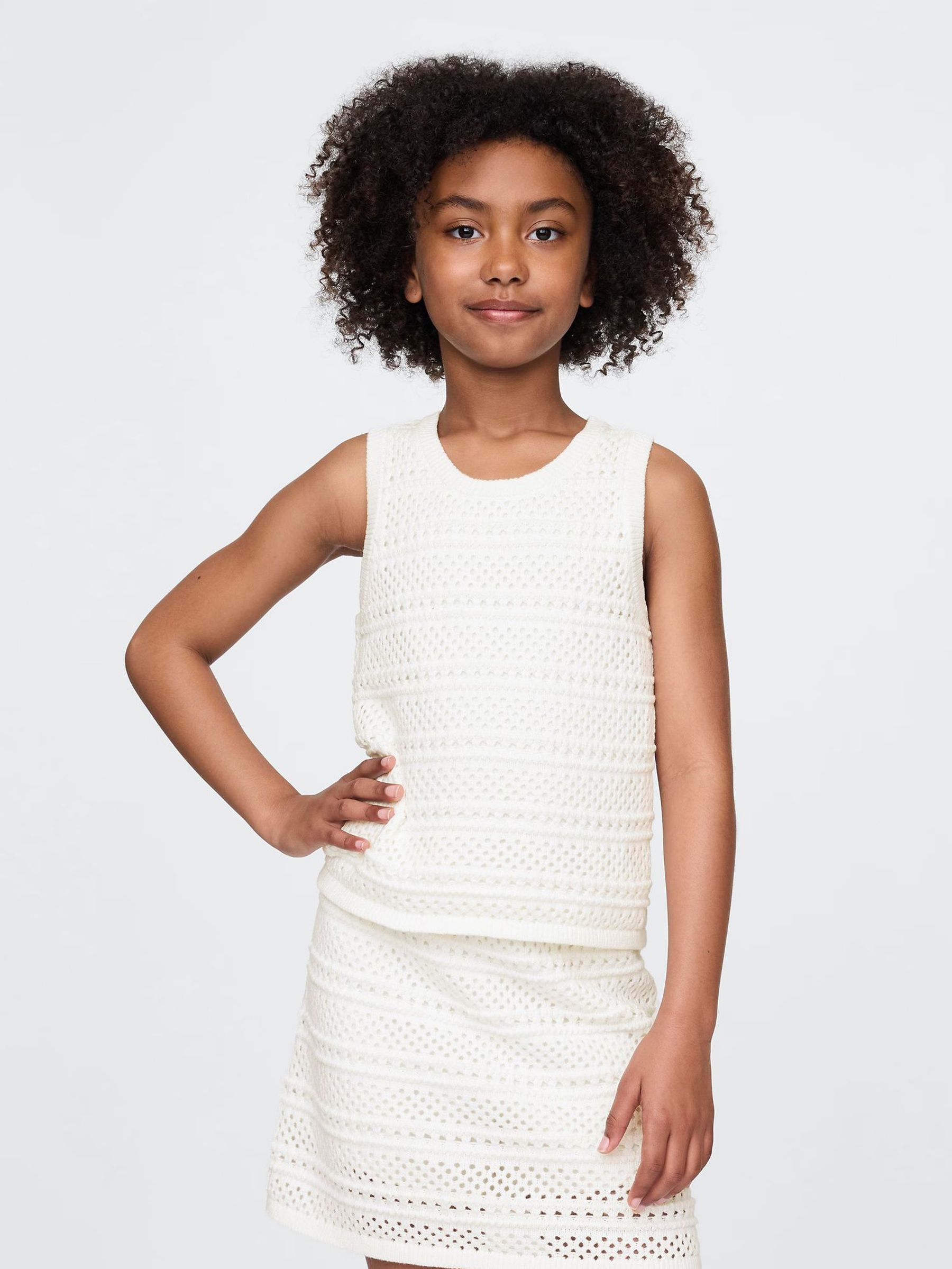 White Crochet Shell Vest (W33153) | £24