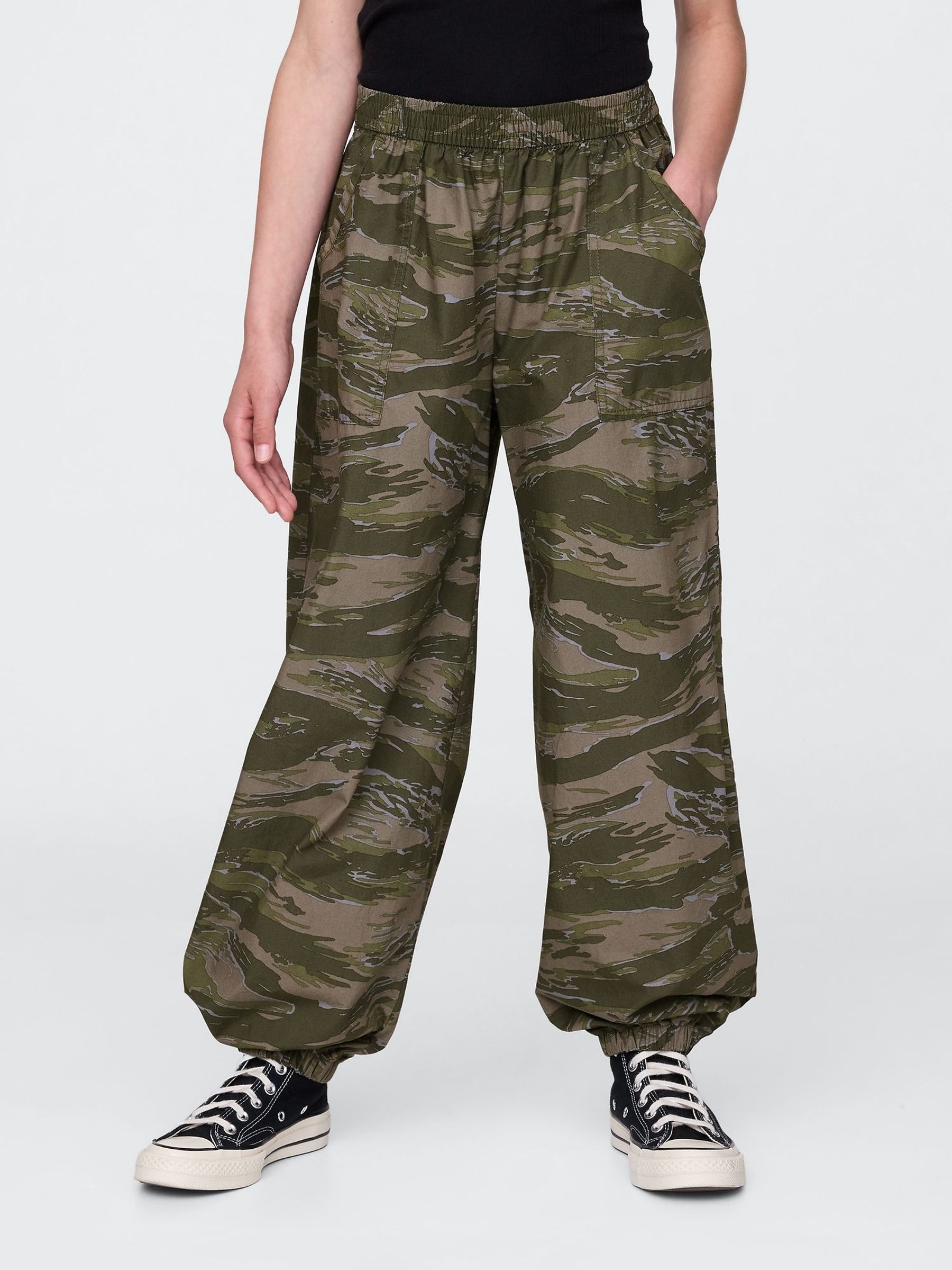 Green Camo Poplin Baggy Joggers (4-12yrs) (W33157) | £25
