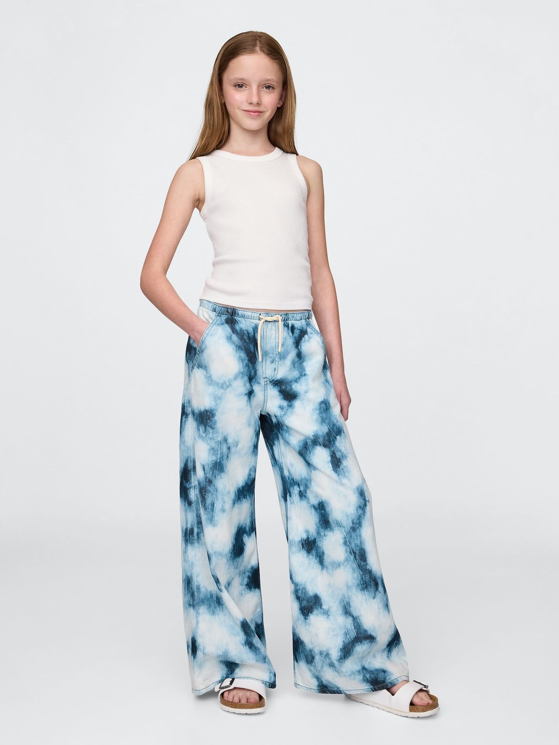 Blue Tie-Dye UltraSoft Denim Tie-Dye Easy Baggy Trousers (W33158) | £35
