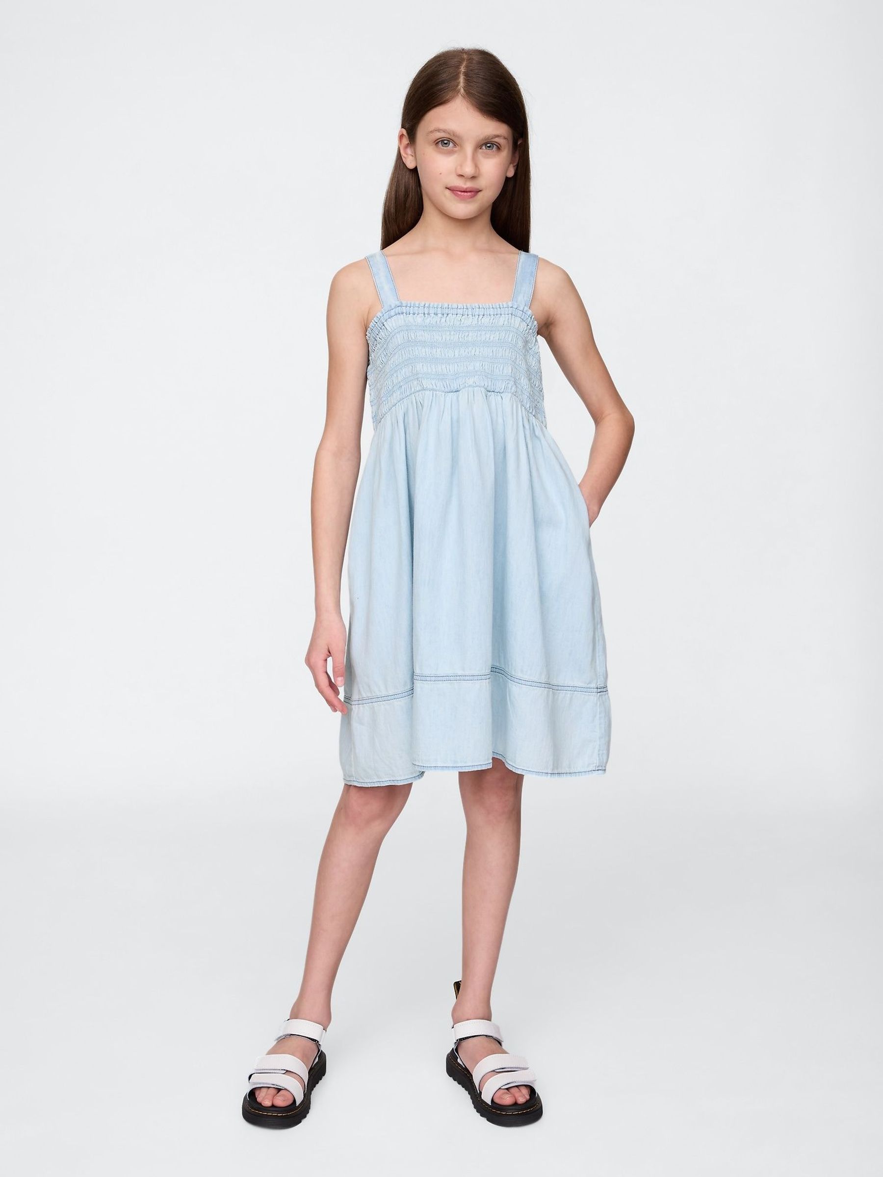 Blue Smocked Denim Dress (4-13yrs) (W33173) | £35