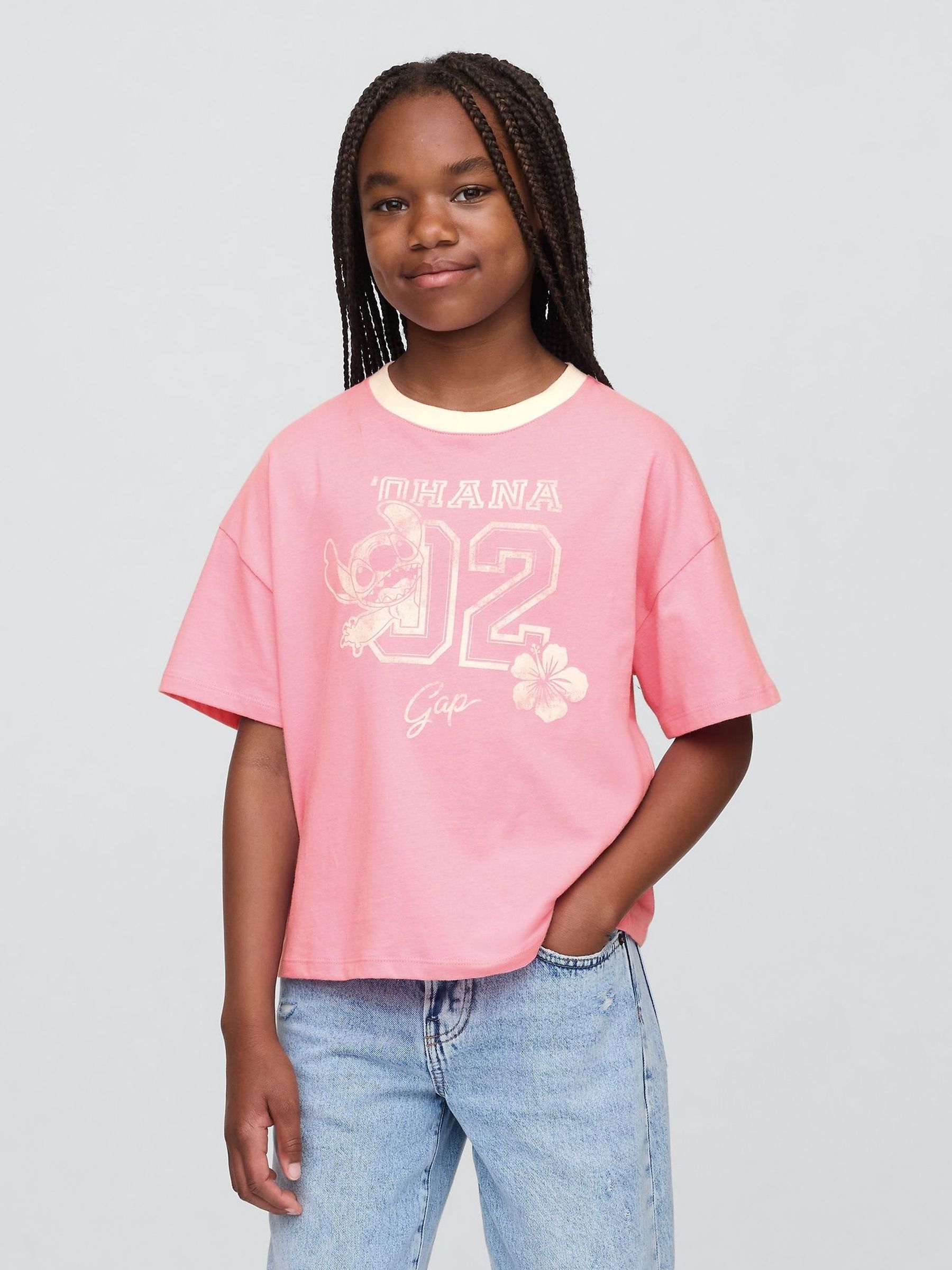 Pink Lilo and Stitch Graphic Short Sleeve T-Shirt (4-13yrs) (W33174) | £14