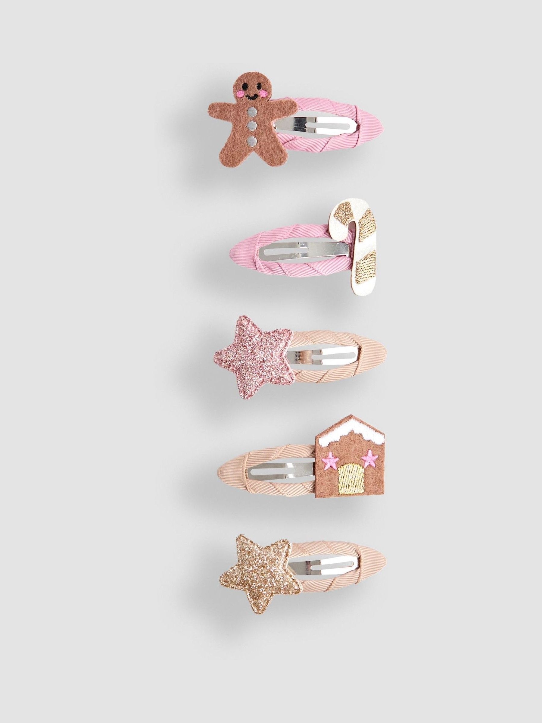 Pink 5-Pack Festive Embroidered Clips (W33195) | £10