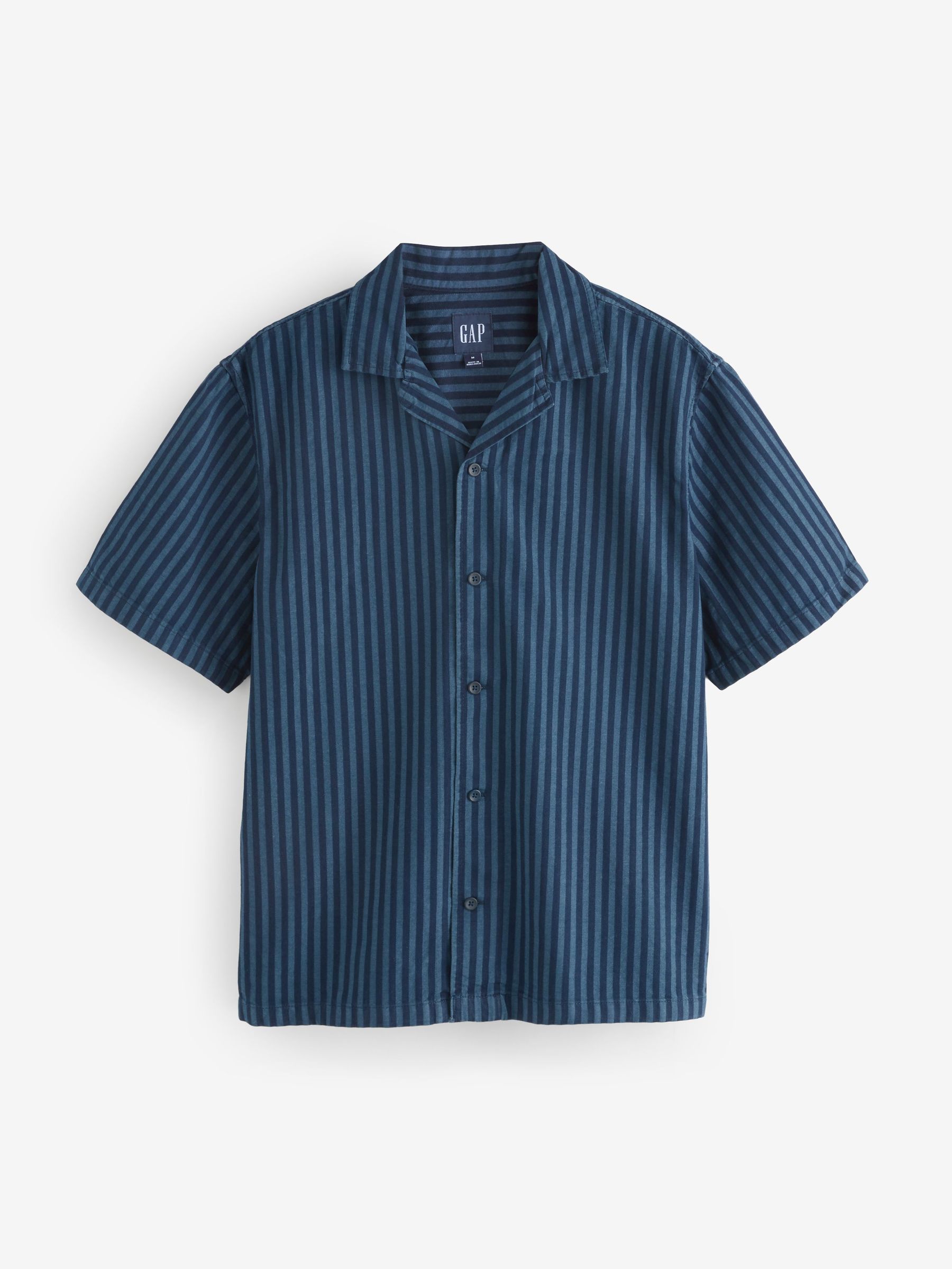Blue/Navy Stripe Short Sleeve Stripe Denim Shirt (W33259) | £45
