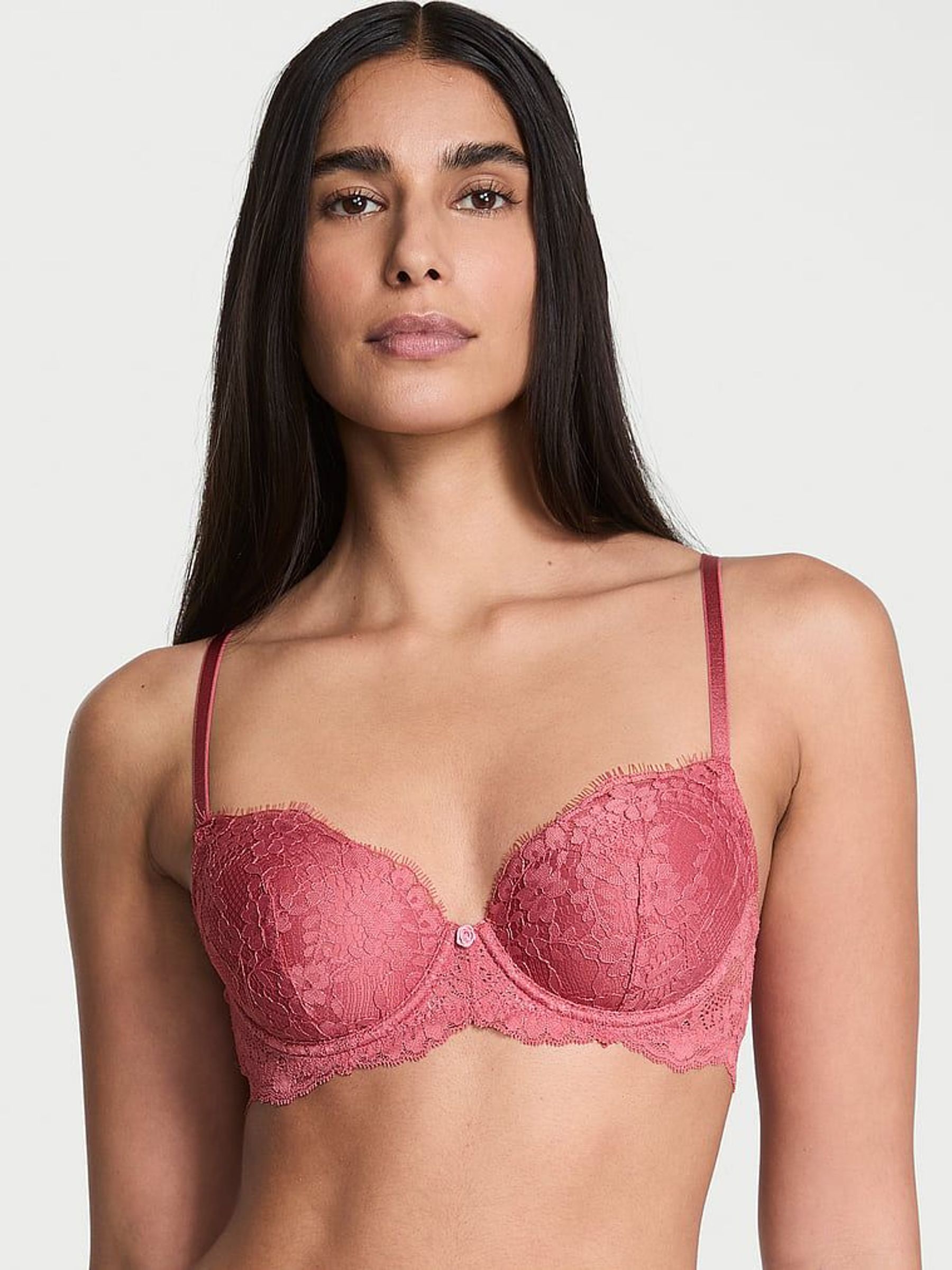 Seductive Rose Pink Lightly Lined Demi Lace Bra (W34109) | £49