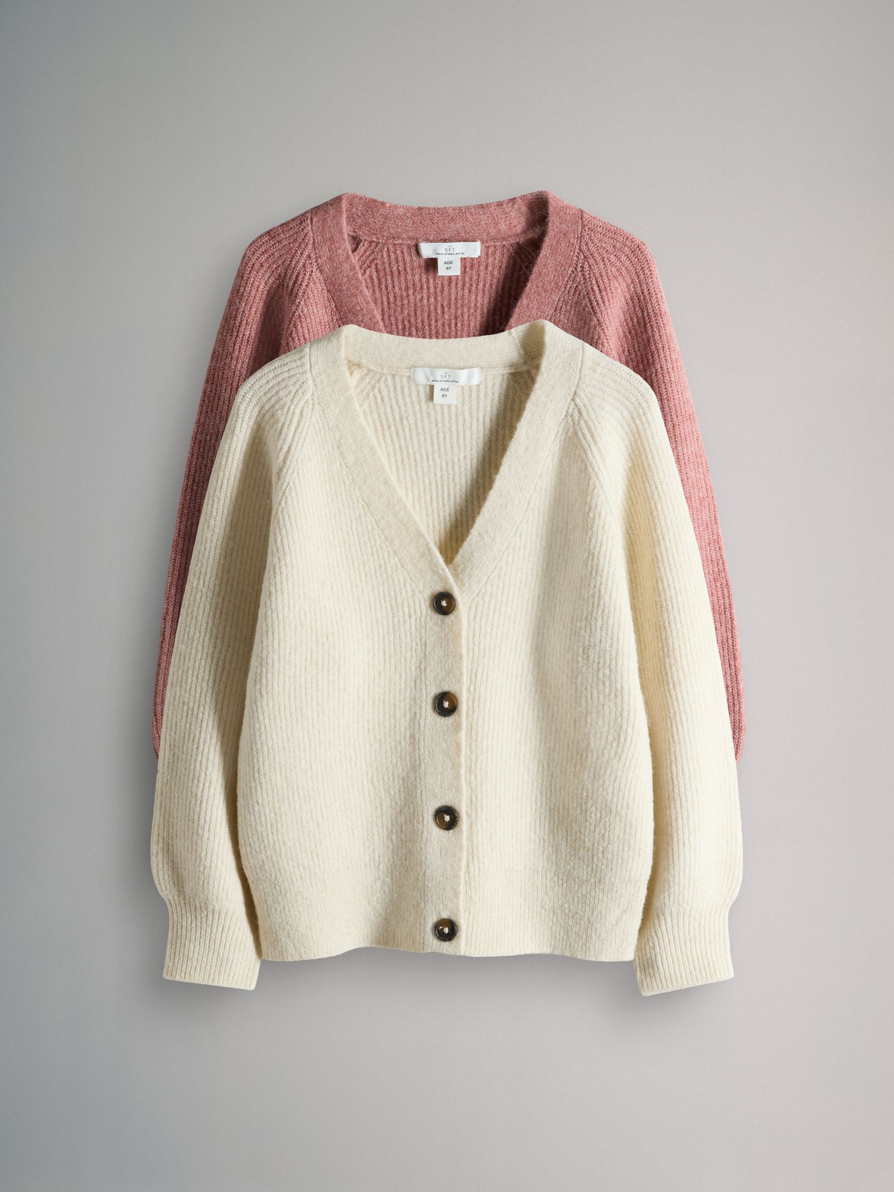 2 Pack V-Neck Ribbed Knit Cardigans (W35737) | £23 - £27