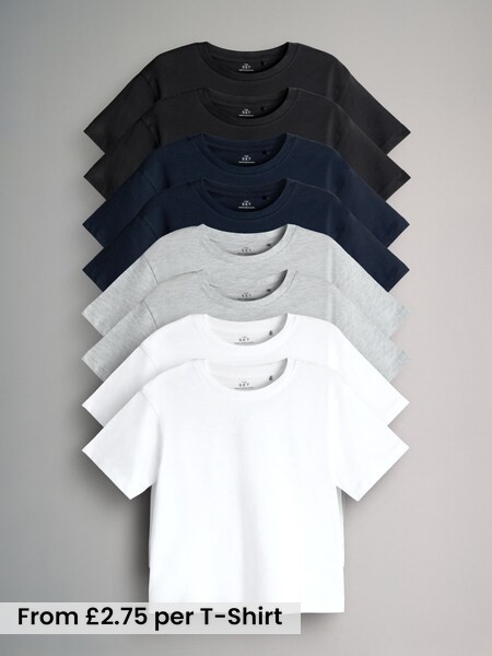 8 Pack Oversized Short Sleeve Cotton T-Shirts (W35746) | £22 - £28