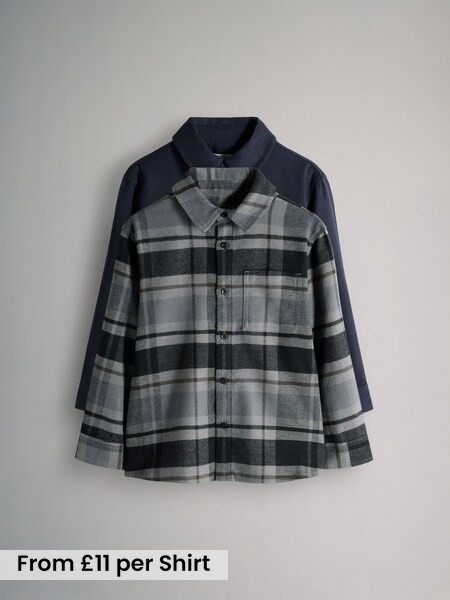 2 Pack Brushed Cotton Flannel Shirts (W35750) | £22 - £25