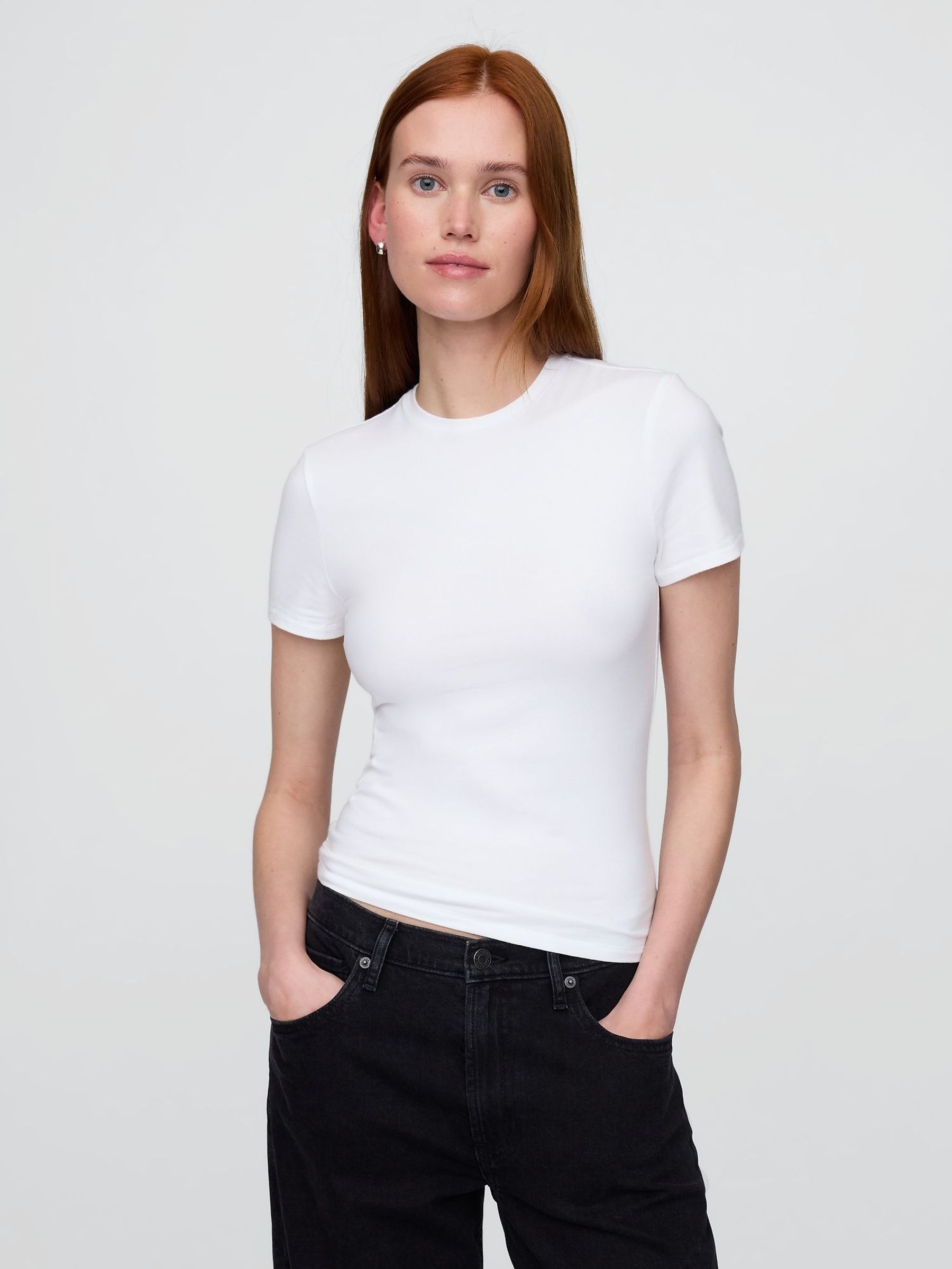 White Close Knit Jersey T-Shirt (W36017) | £14