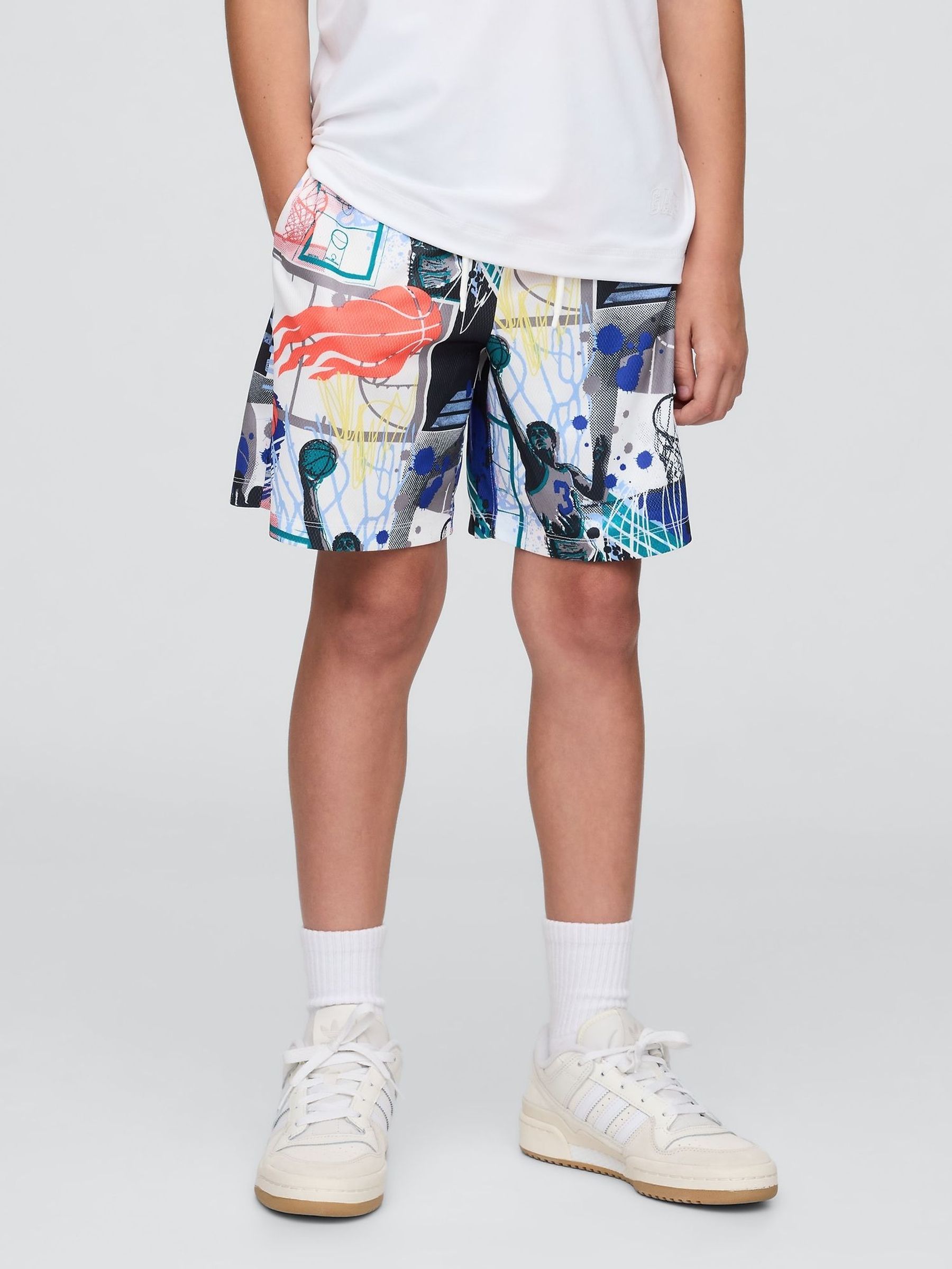 Grey Basketball Print 6" Recycled Mesh Easy Shorts (4-13yrs) (W36128) | £30