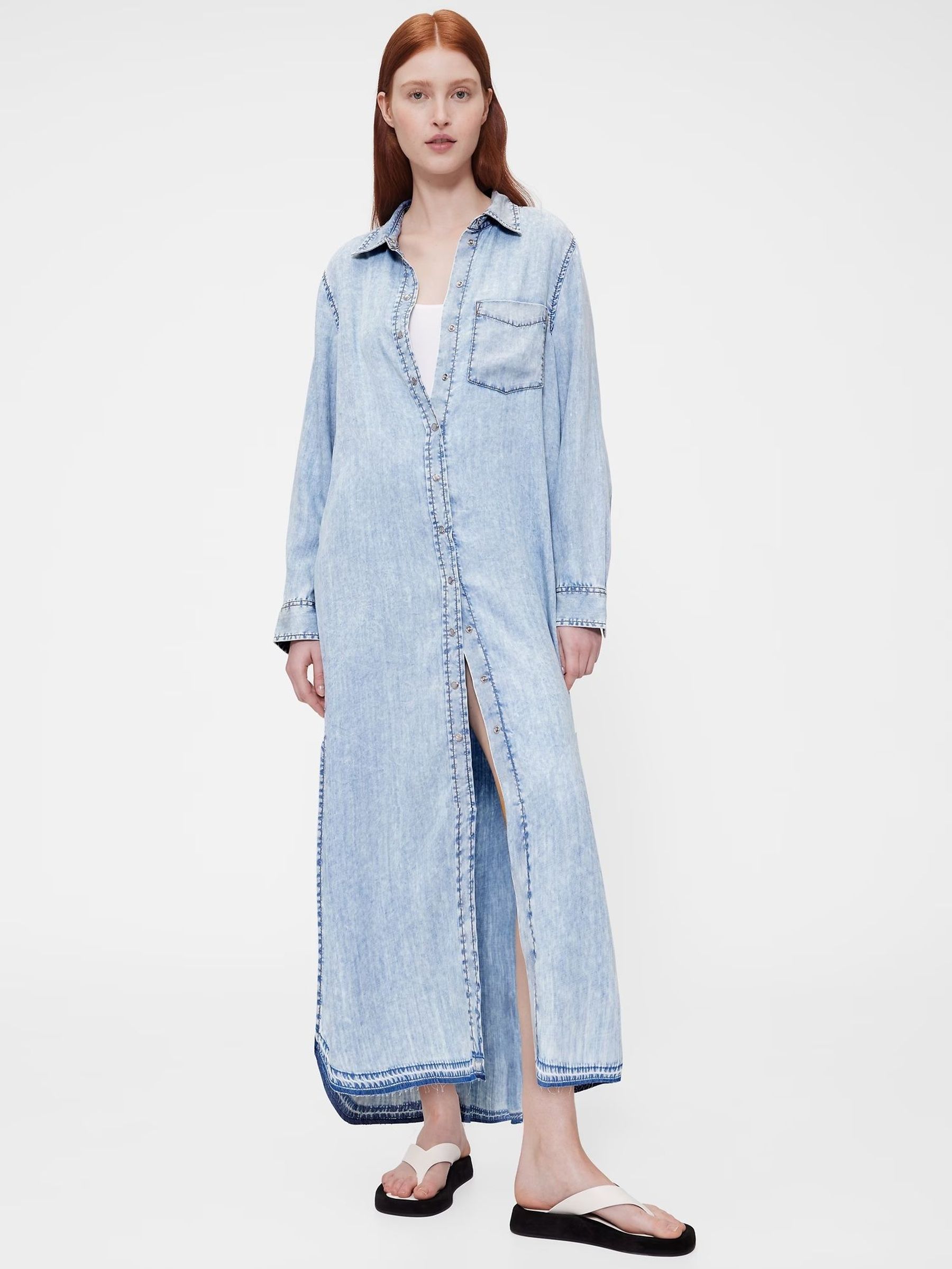 GapStudio Blue Draped Denim Shirt Dress (W36510) | £125