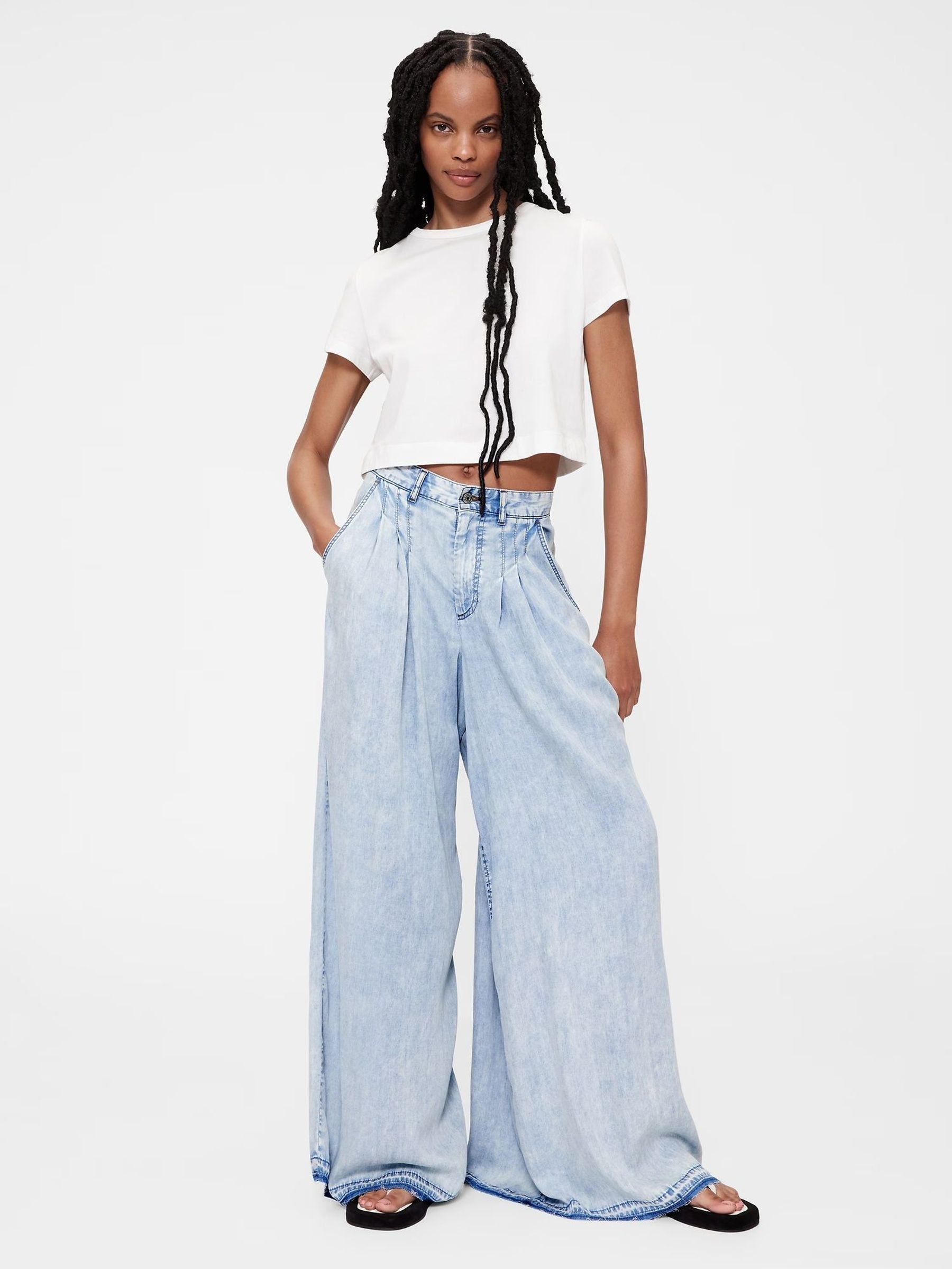 GapStudio Blue High Rise Draped Denim Jeans (W36512) | £125