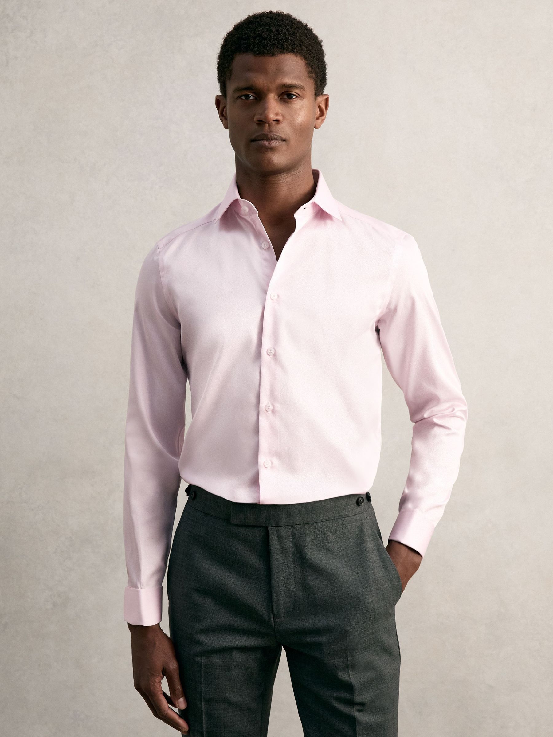 Slim-Fit Cotton-Sateen Shirt in Pink (W37529) | £88