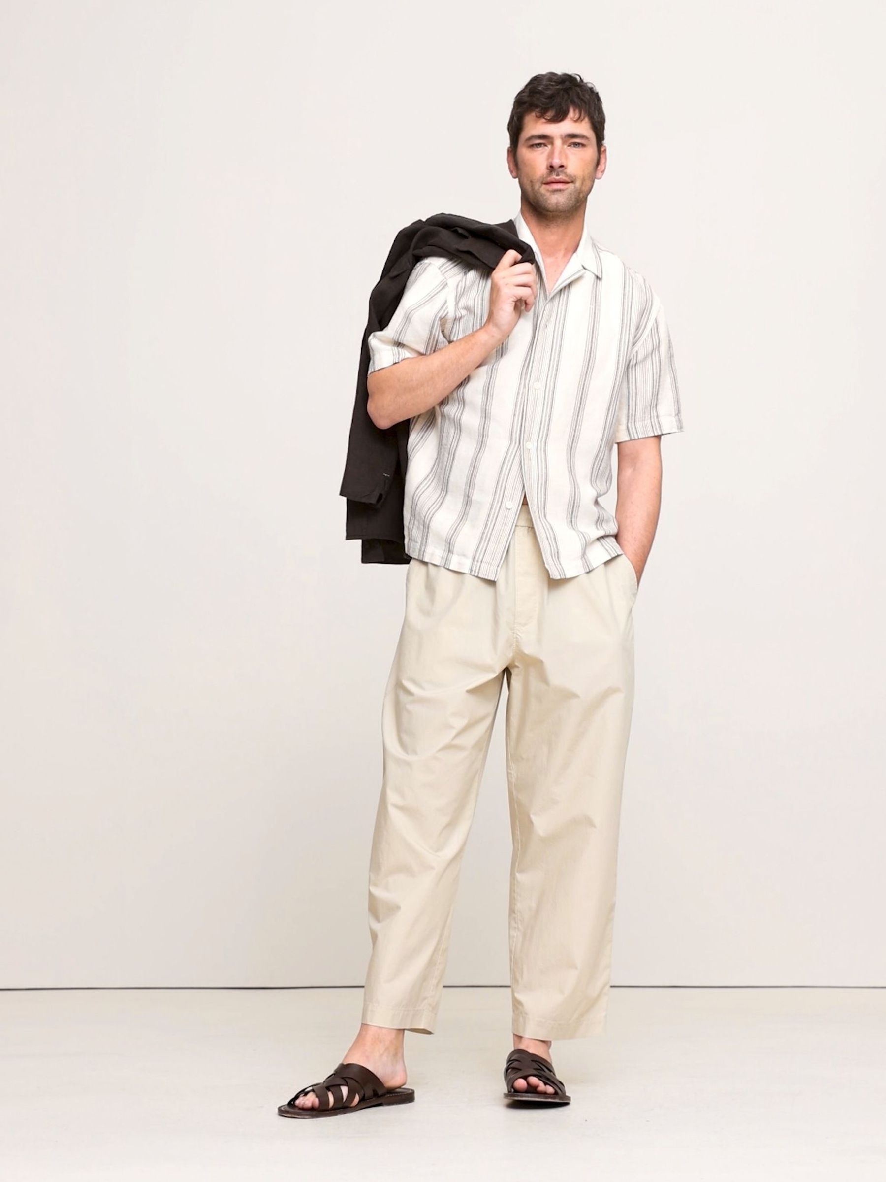 Banana Republic Beige Loose Cotton Poplin Pull On Cropped Trousers (W37908) | £65