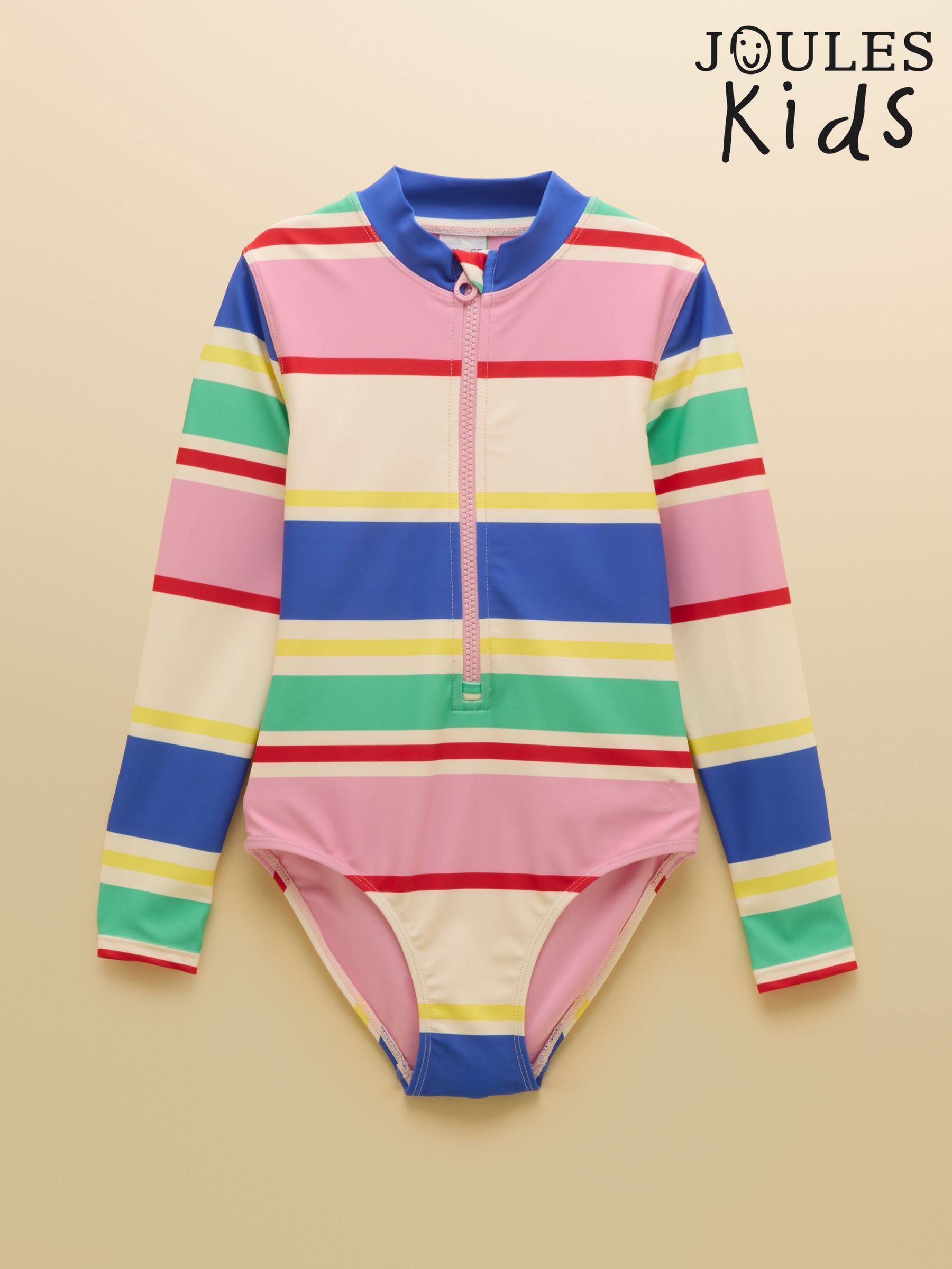 Girls' Multi Striped Long Sleeve Sunsafe Swimsuit