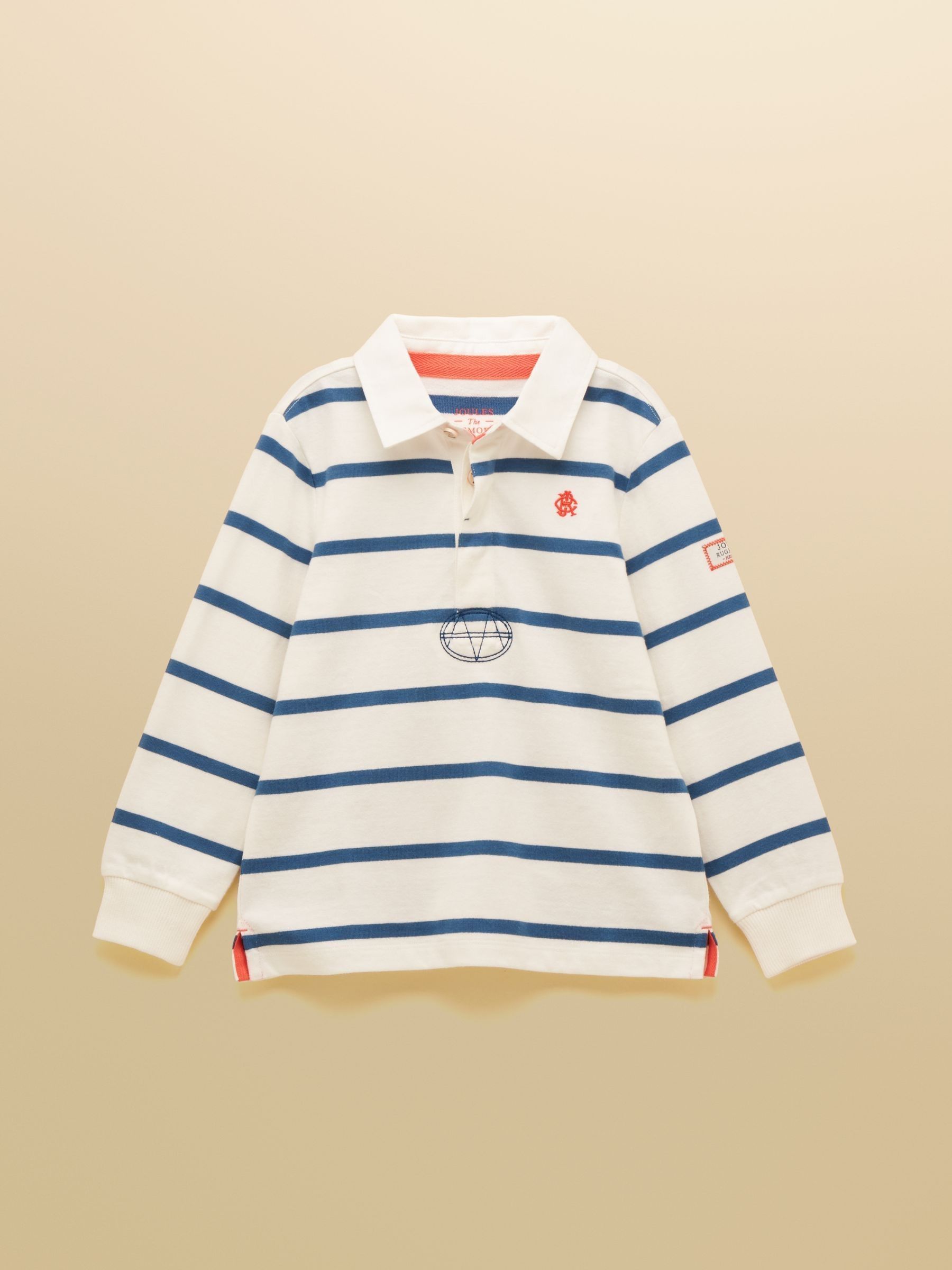 Boys' Cream & Navy Long Sleeve Rugby Shirt (W38106) | £26 - £30