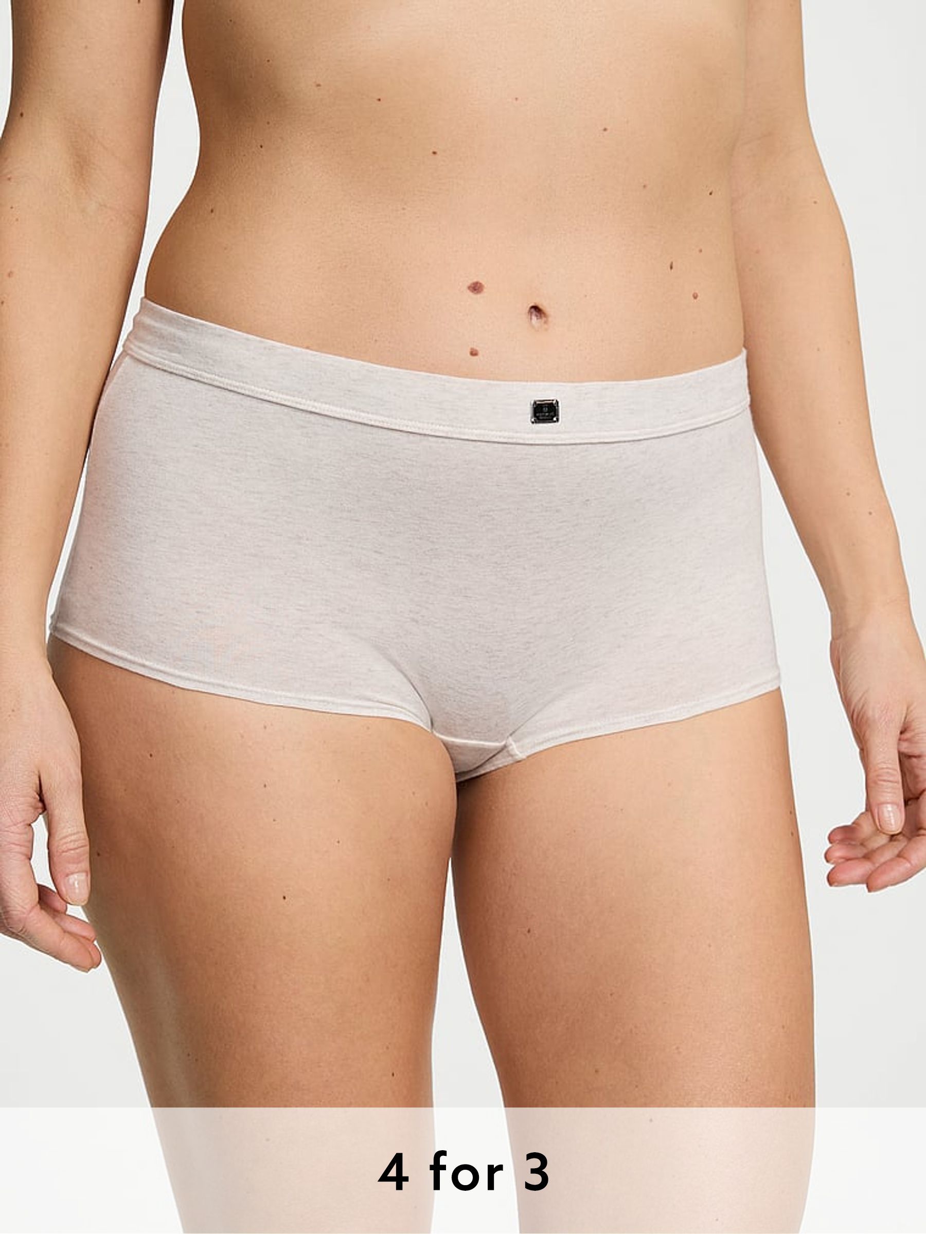 Natural White Heather Short Cotton Logo Knickers (W38692) | £9