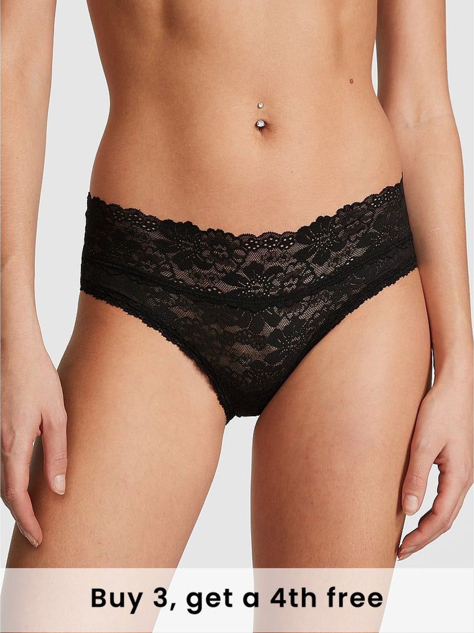 Black Hipster Floral Lace Knickers (W38694) | £9