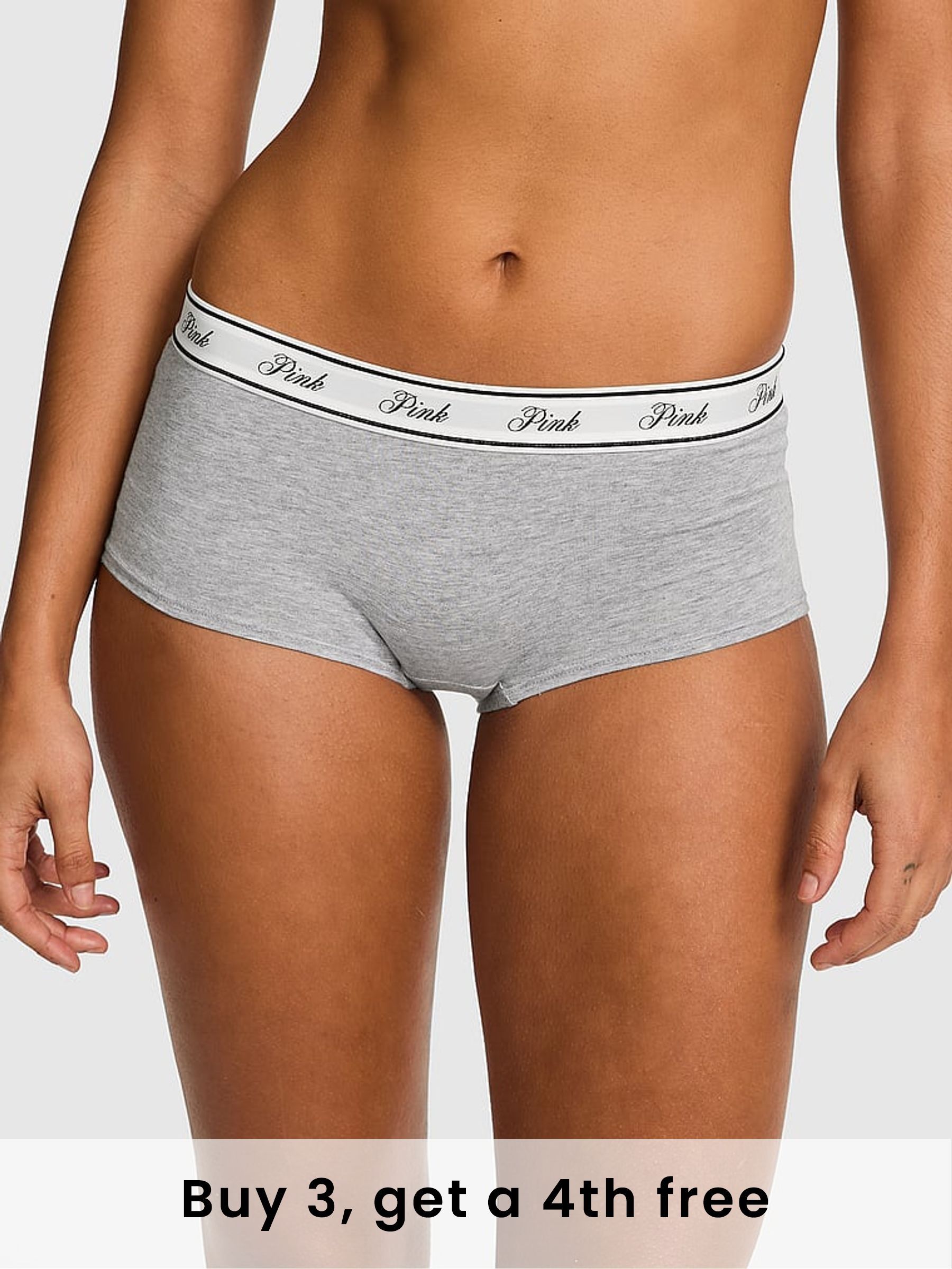 Medium Heather Grey Boyshort Cotton Logo Knickers (W38728) | £9