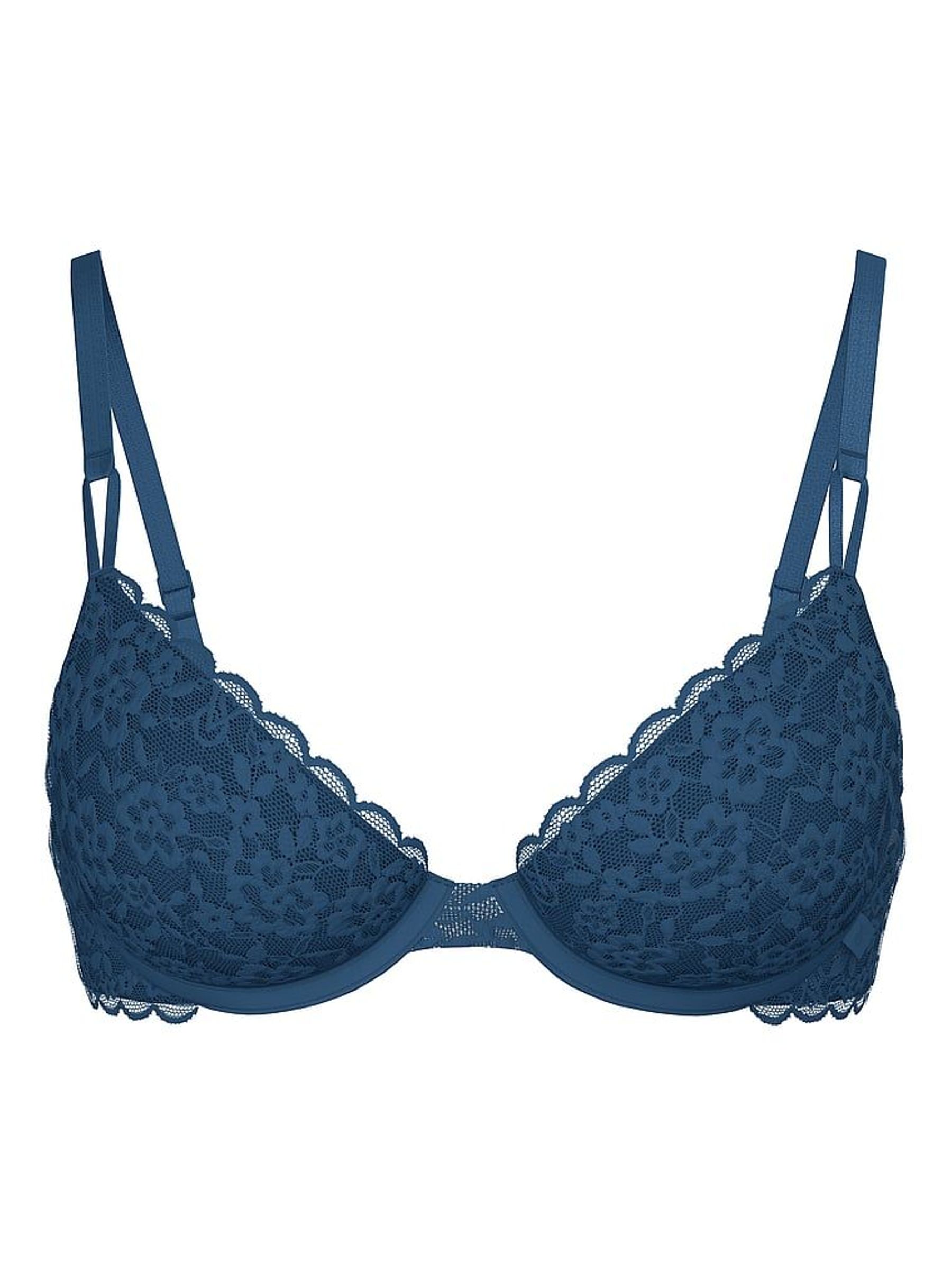 Midnight Sea Blue Demi Sexy T-Shirt Lace Bra (W39135) | £25