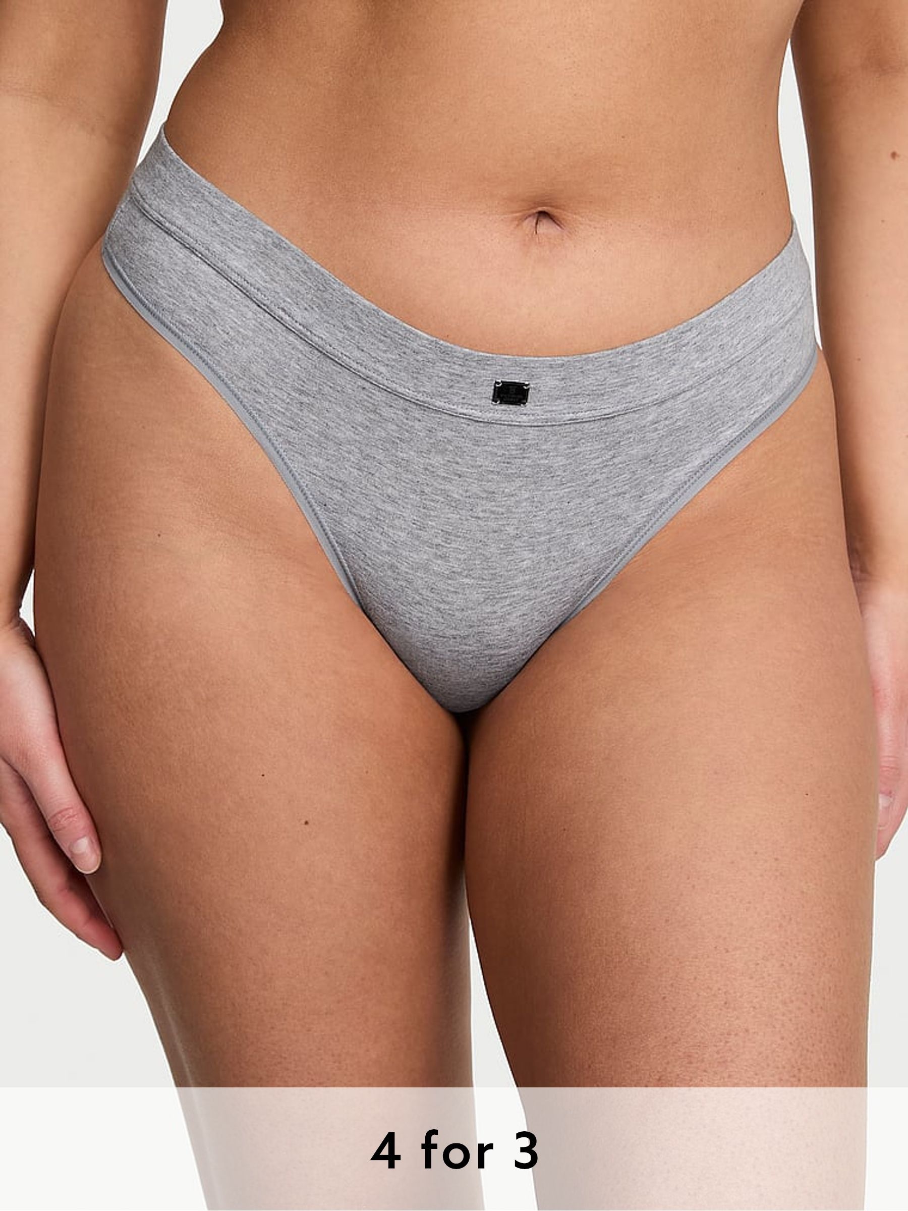Heather Grey Thong Cotton Logo Knickers (W39237) | £9