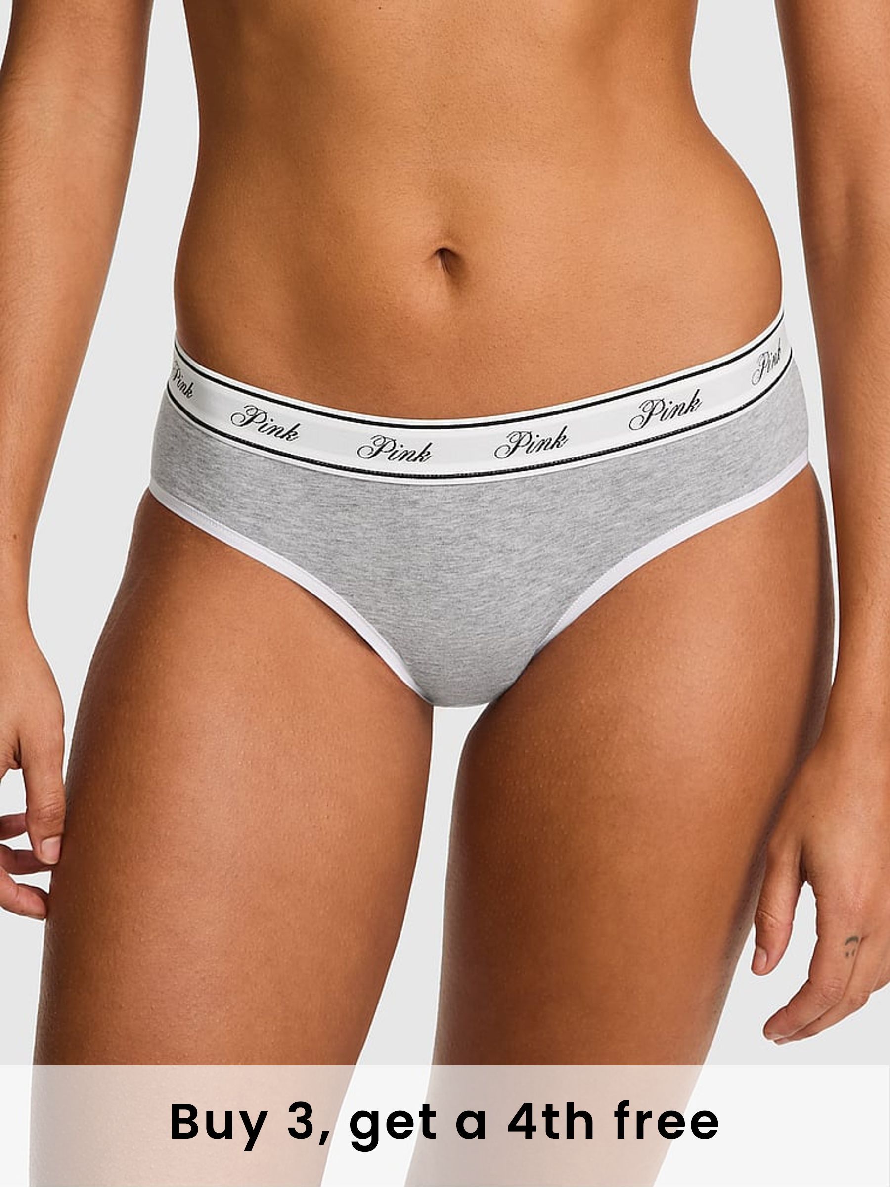 Medium Heather Grey Hipster Cotton Logo Knickers (W39252) | £9