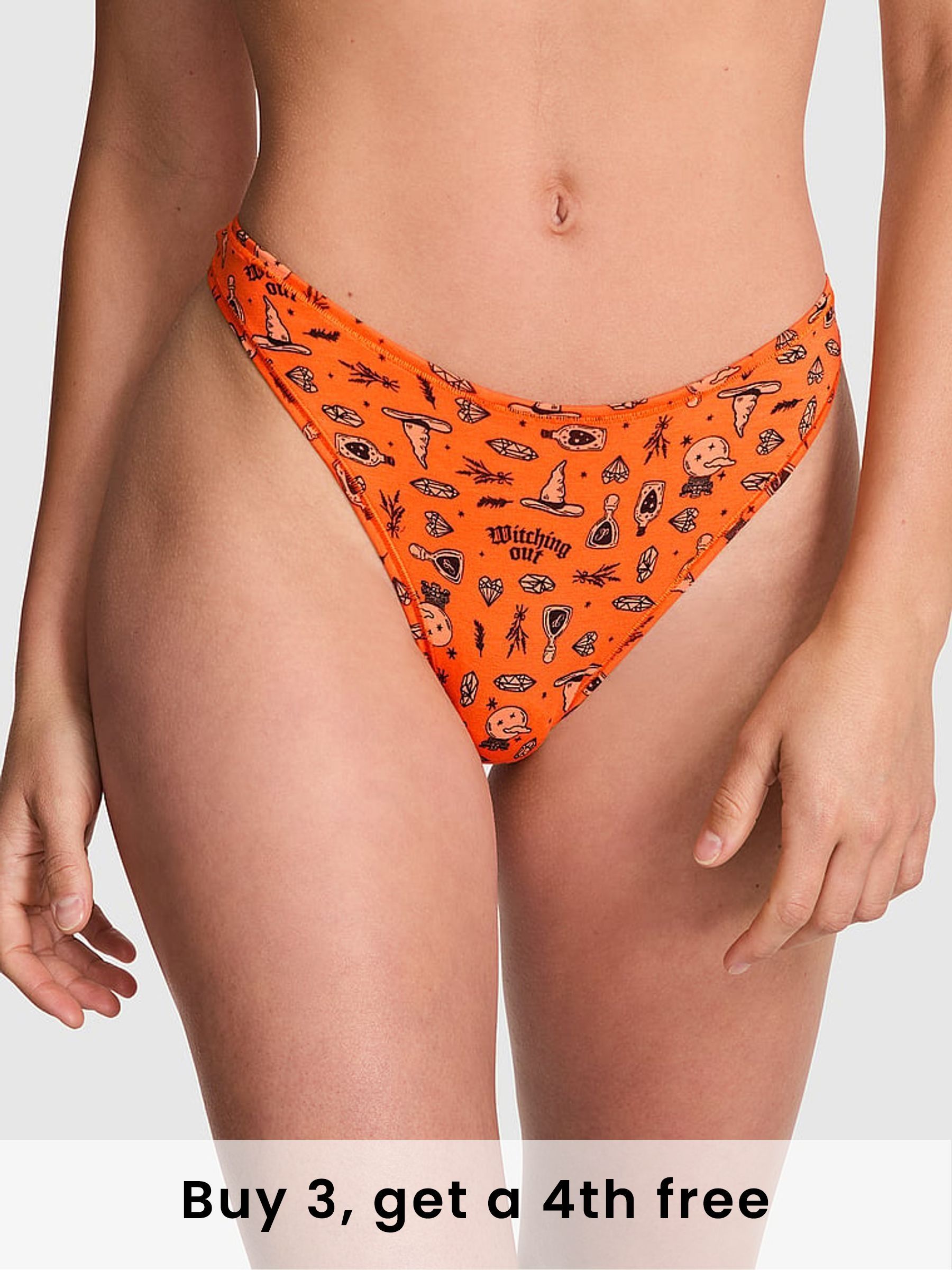 Black Witchy Print Brazilian Cotton Knickers (W39382) | £9
