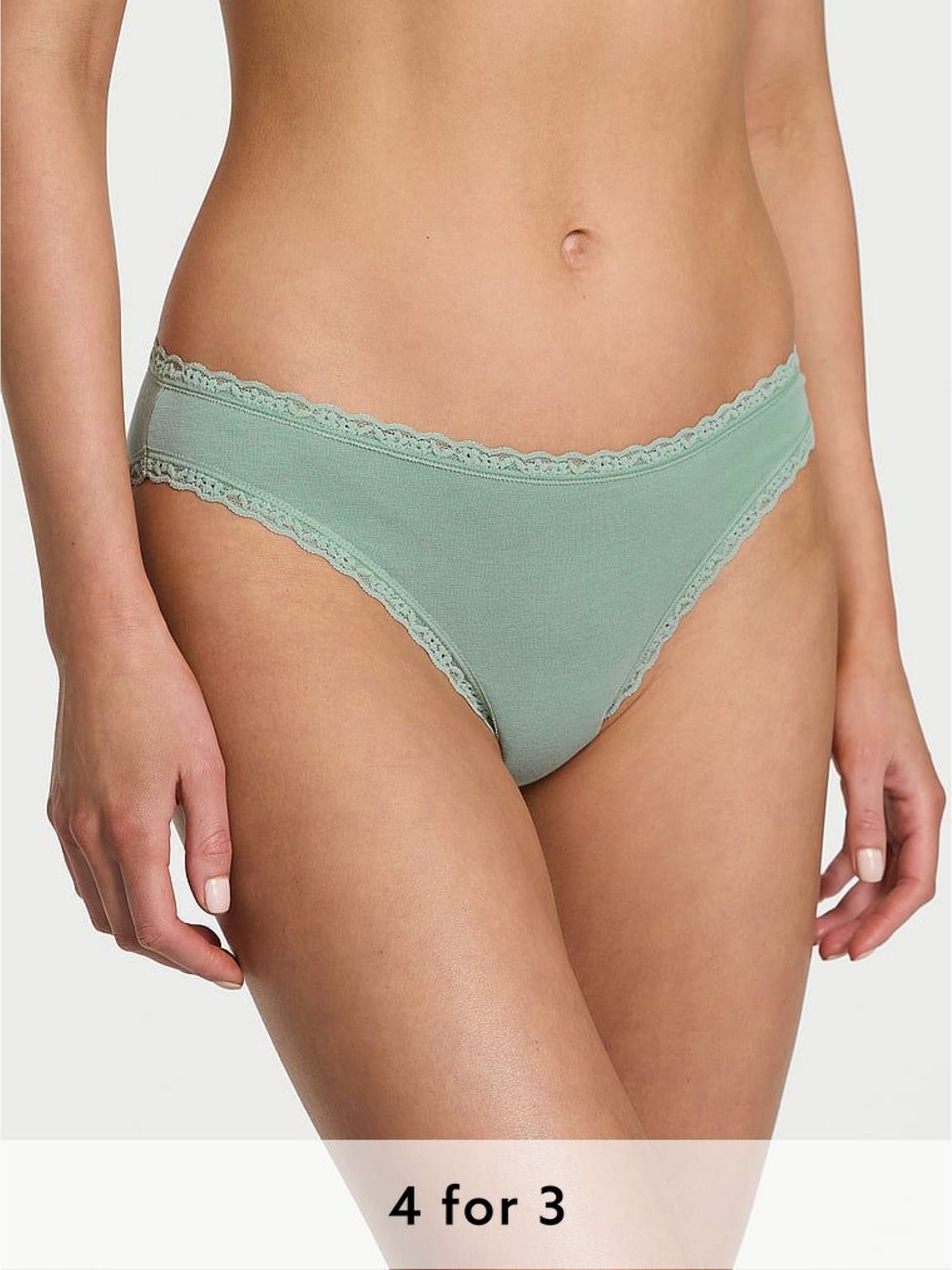 Seasalt Green Bikini Lace Trim Knickers (W39390) | £9