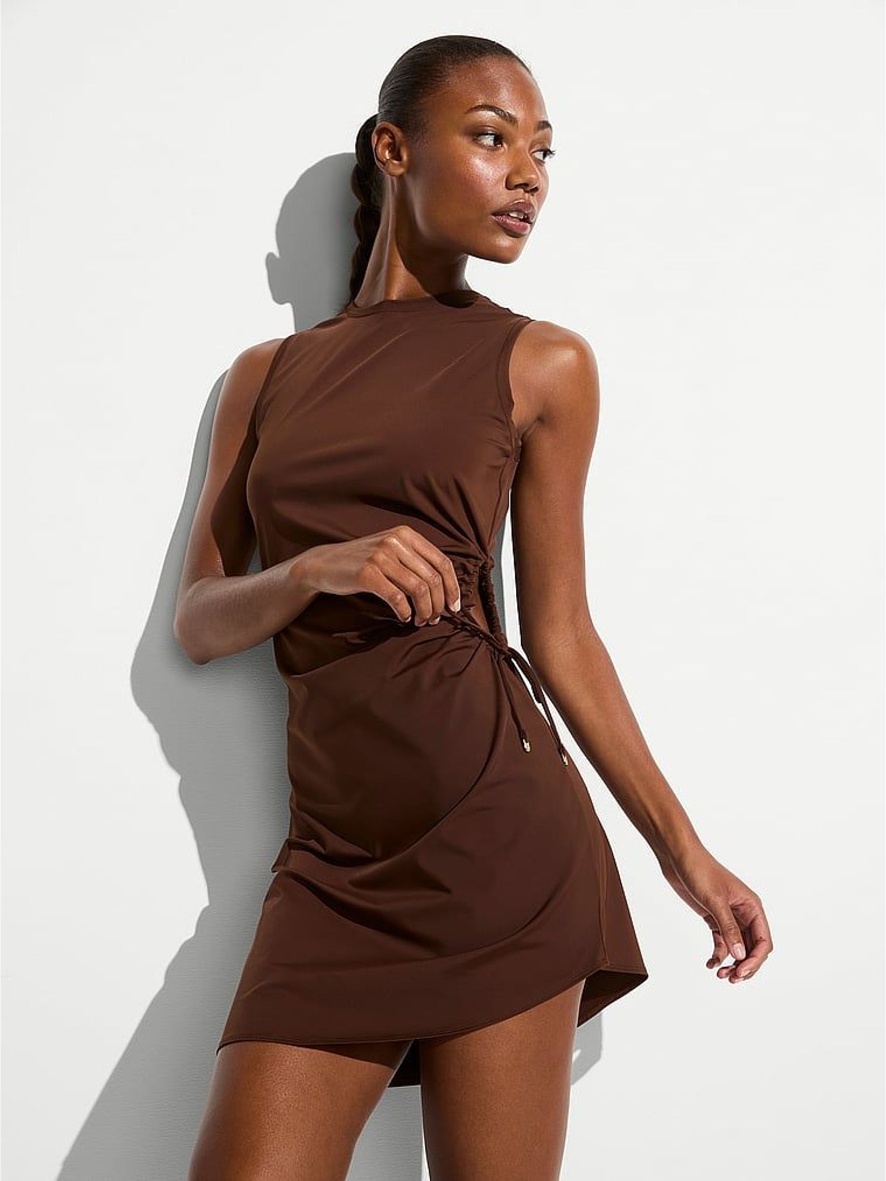 Ganache Brown Cover Up Mini Dress (W39397) | £59