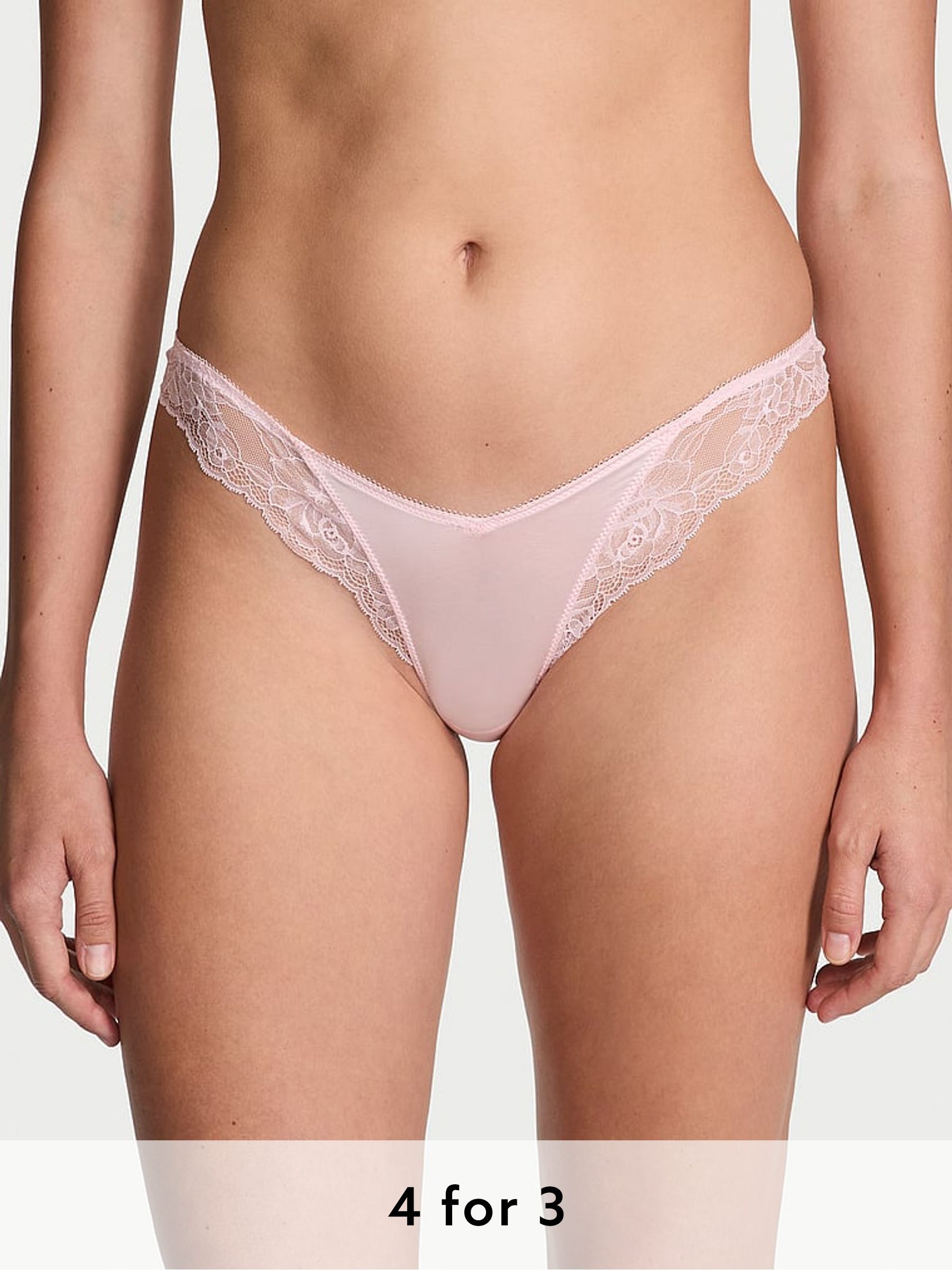 Angel Pink Thong Rose Lace Trim Knickers (W39410) | £14