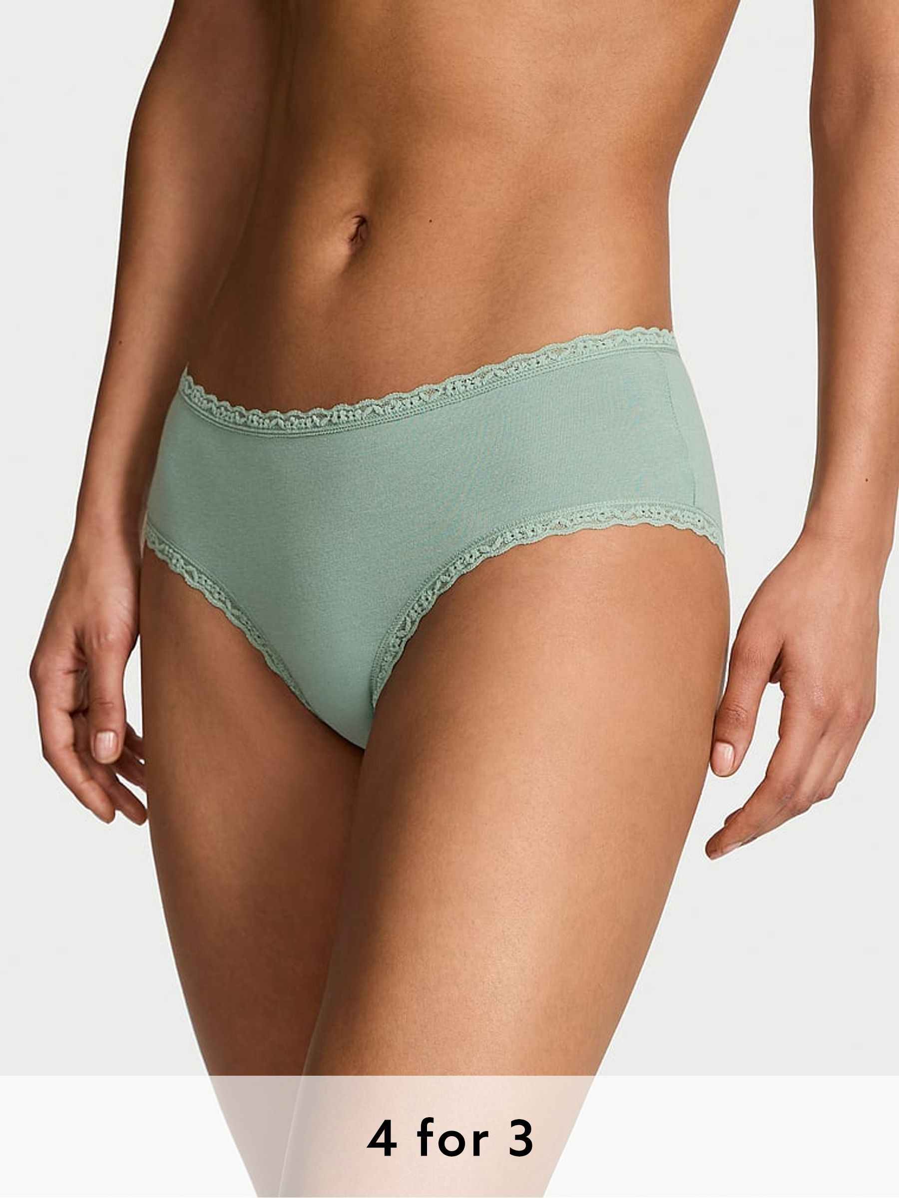 Seasalt Green Cheeky Cotton Lace Trim Knickers (W39440) | £9