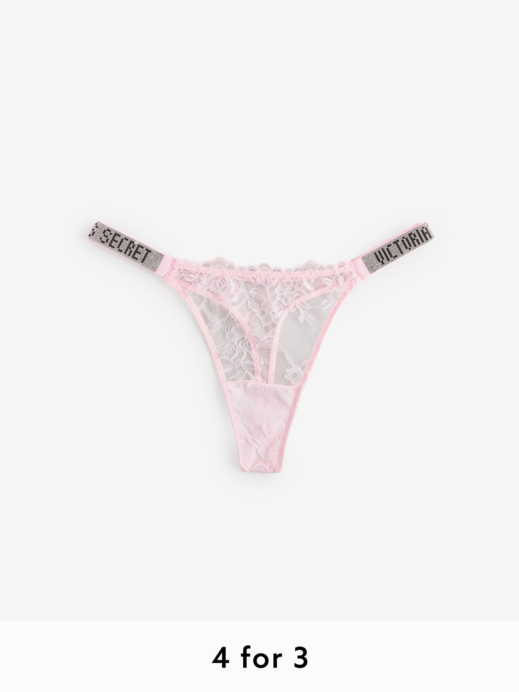 Angel Pink Thong Shine Strap Lace Knickers (W39463) | £20